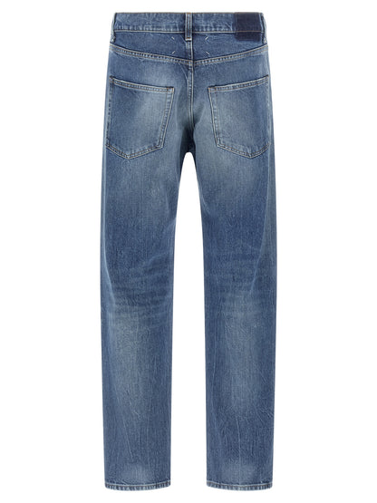 Jeans by Maison Margiela for men in denim cotton blue features an sophisticated and straight-leg with a precise long, creating a sophisticated and sophisticated silhouette.