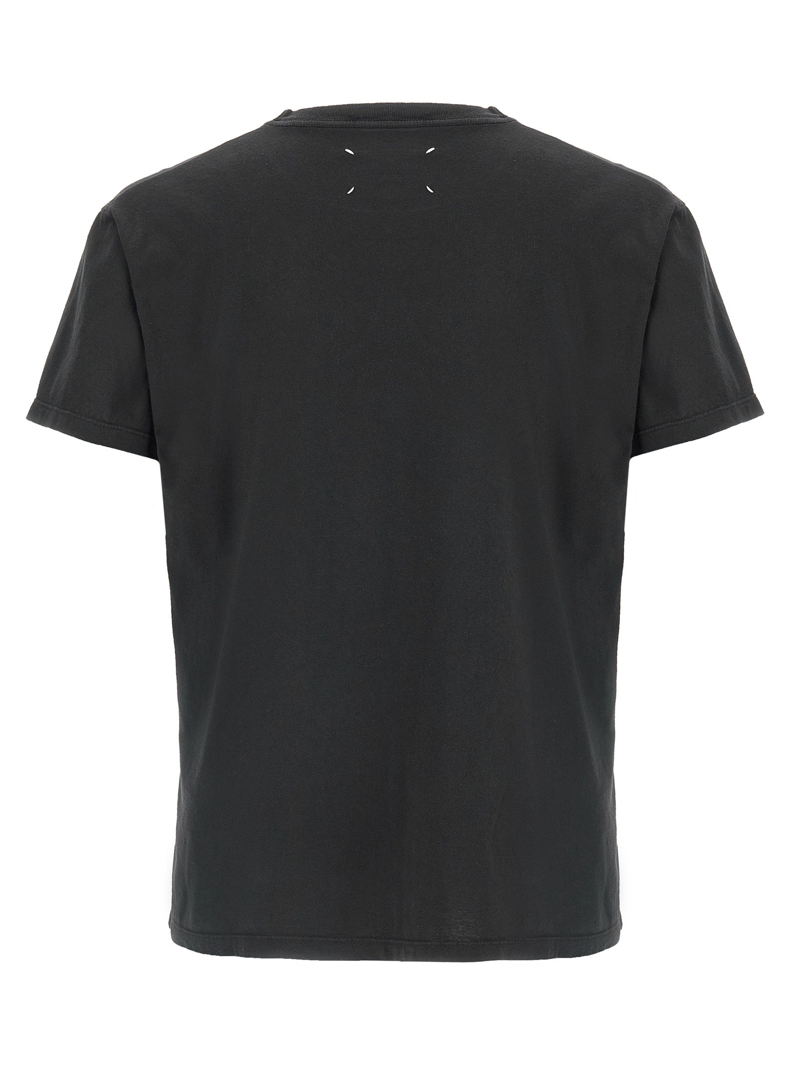 T-Shirt by Maison Margiela for women in cotton black, signature & print showcases a chic silhouette, artfully detailed with a chic crew neckline and for a chic finish.