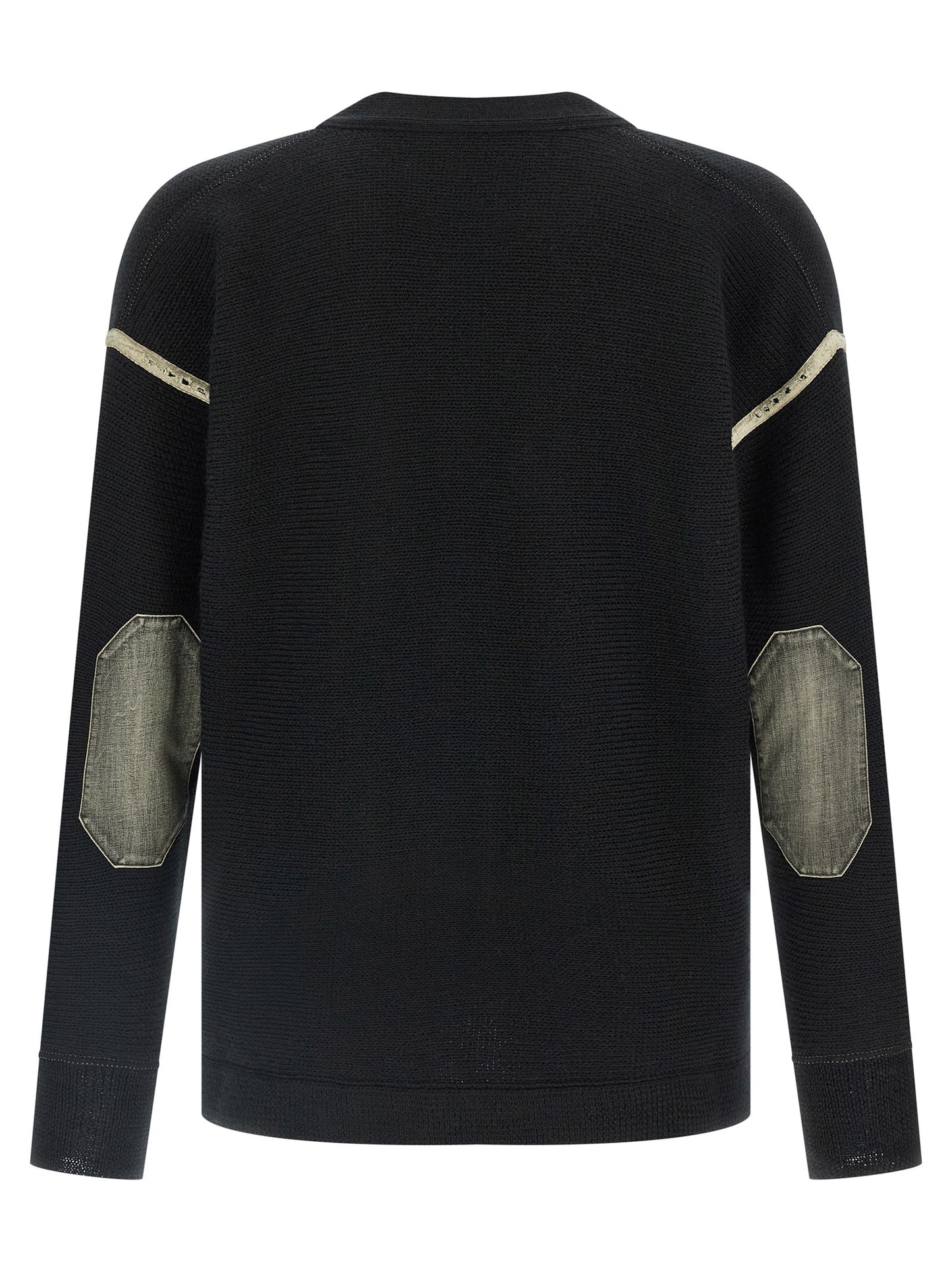 Cardigan by Maison Margiela for men in denim & virgin wool black features an impeccable silhouette, showcasing a sophisticated v-neck neckline and detail for a truly impeccable finish.
