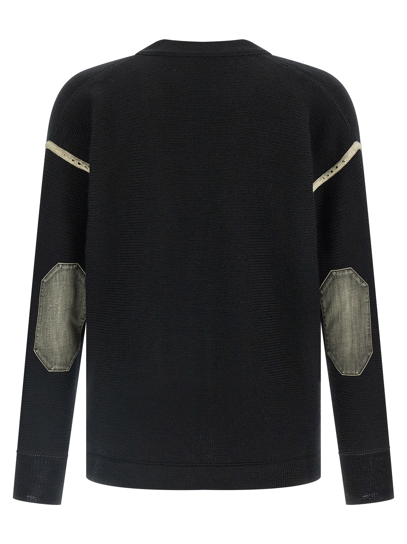 Cardigan by Maison Margiela for men in denim & virgin wool black features an impeccable silhouette, showcasing a sophisticated v-neck neckline and detail for a truly impeccable finish.