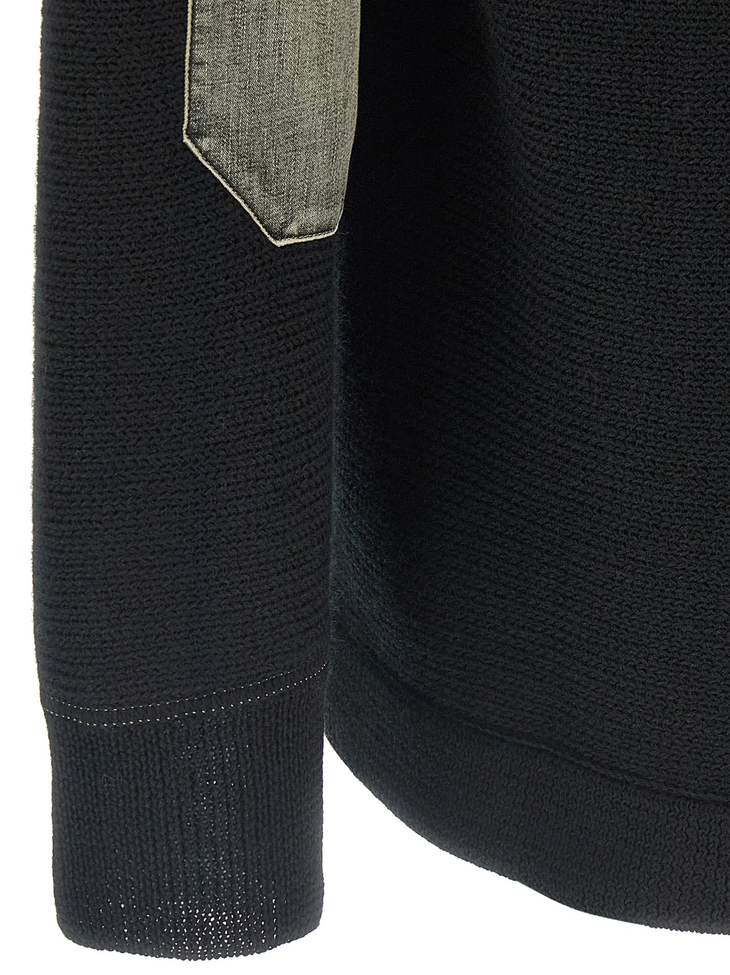 Cardigan by Maison Margiela for men in denim & virgin wool black showcases a luxurious silhouette, meticulously detailed with a sophisticated and for a refined finish.