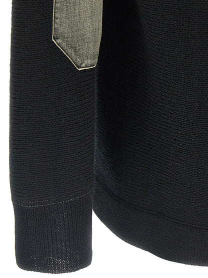 Cardigan by Maison Margiela for men in denim & virgin wool black showcases a luxurious silhouette, meticulously detailed with a sophisticated and for a refined finish.