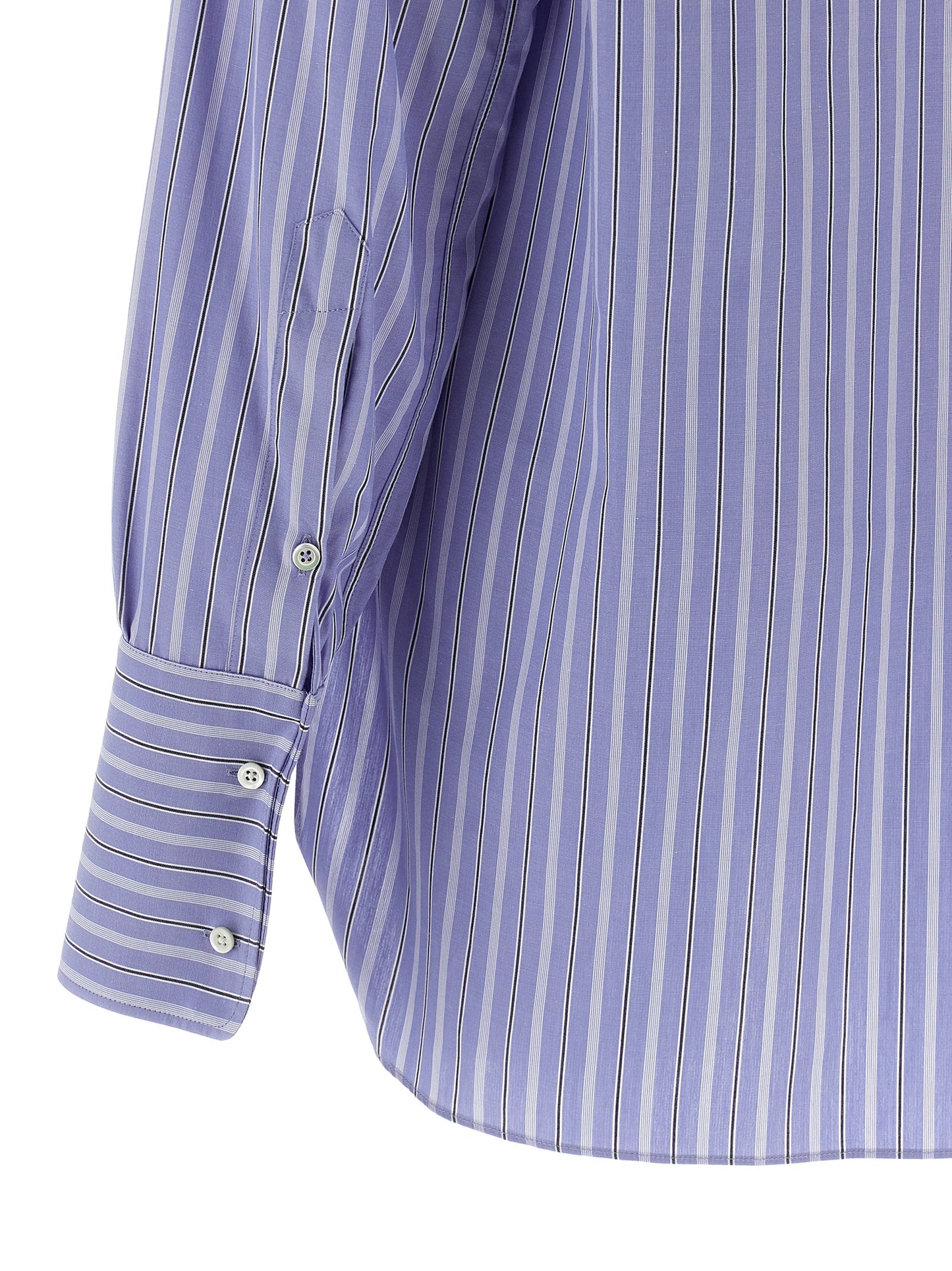 Blouse by Maison Margiela for women in cotton light-blue & striped, featuring a nuanced and nuanced for a sophisticated finish.
