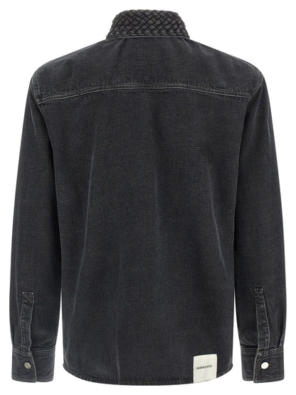 Shirt by Namacheko for men in denim cotton black features an polished silhouette, showcasing a sophisticated and detail for a truly polished finish.