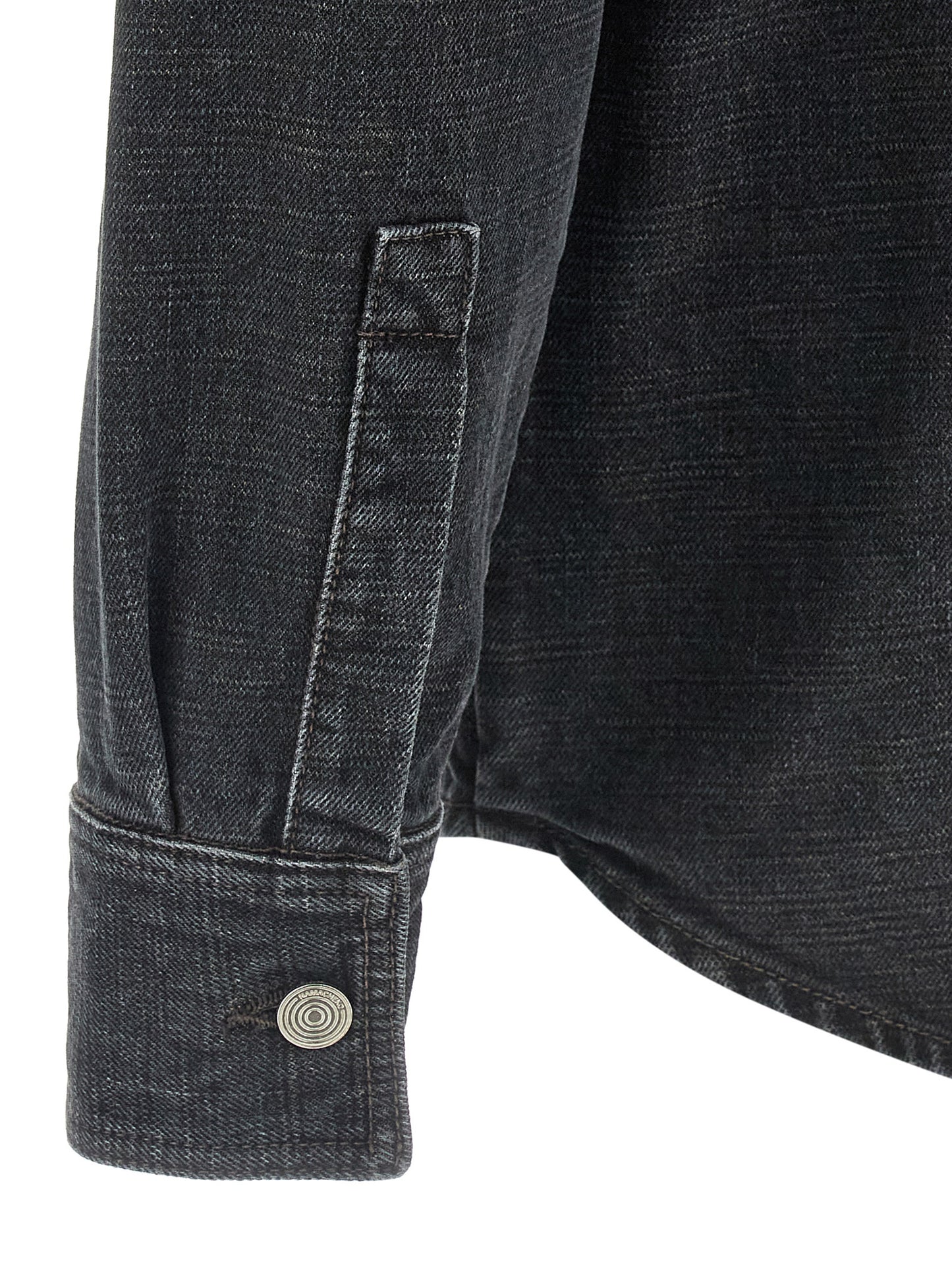 Shirt by Namacheko for men in denim cotton black features an architectural silhouette with a refined and elegant for a architectural look.