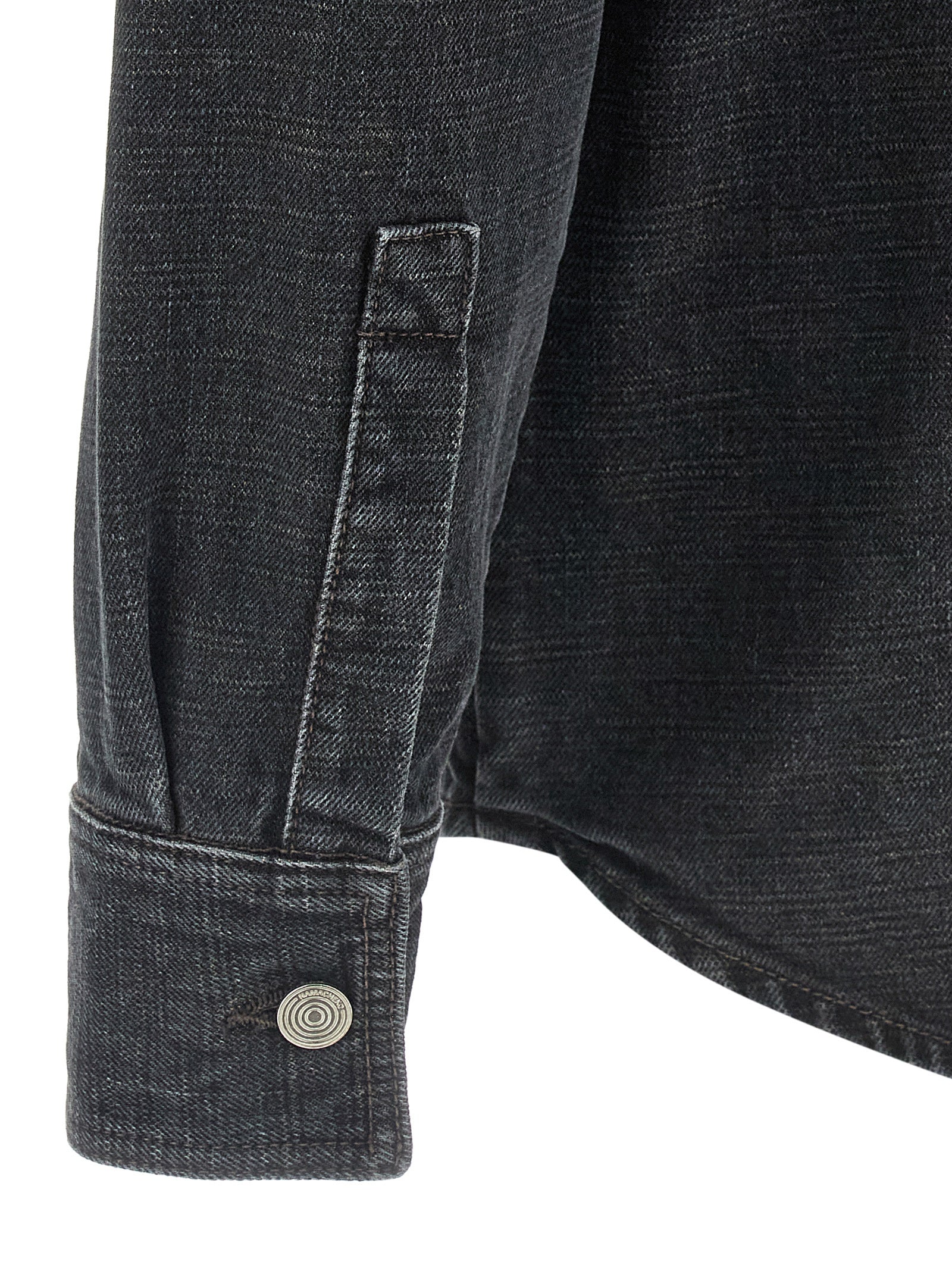 Shirt by Namacheko for men in denim cotton black features an architectural silhouette with a refined and elegant for a architectural look.