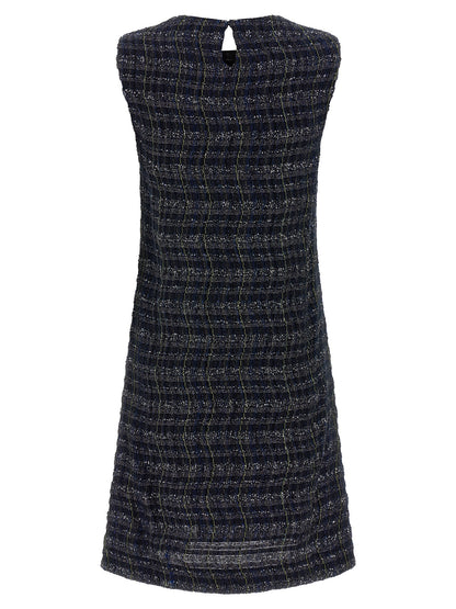 Dress by Missoni for women in poly cotton viscose metallized fiber wool multicolor & patterned features an sultry silhouette defined by a crew neckline and , falling to an sultry short mini for a sultry look.