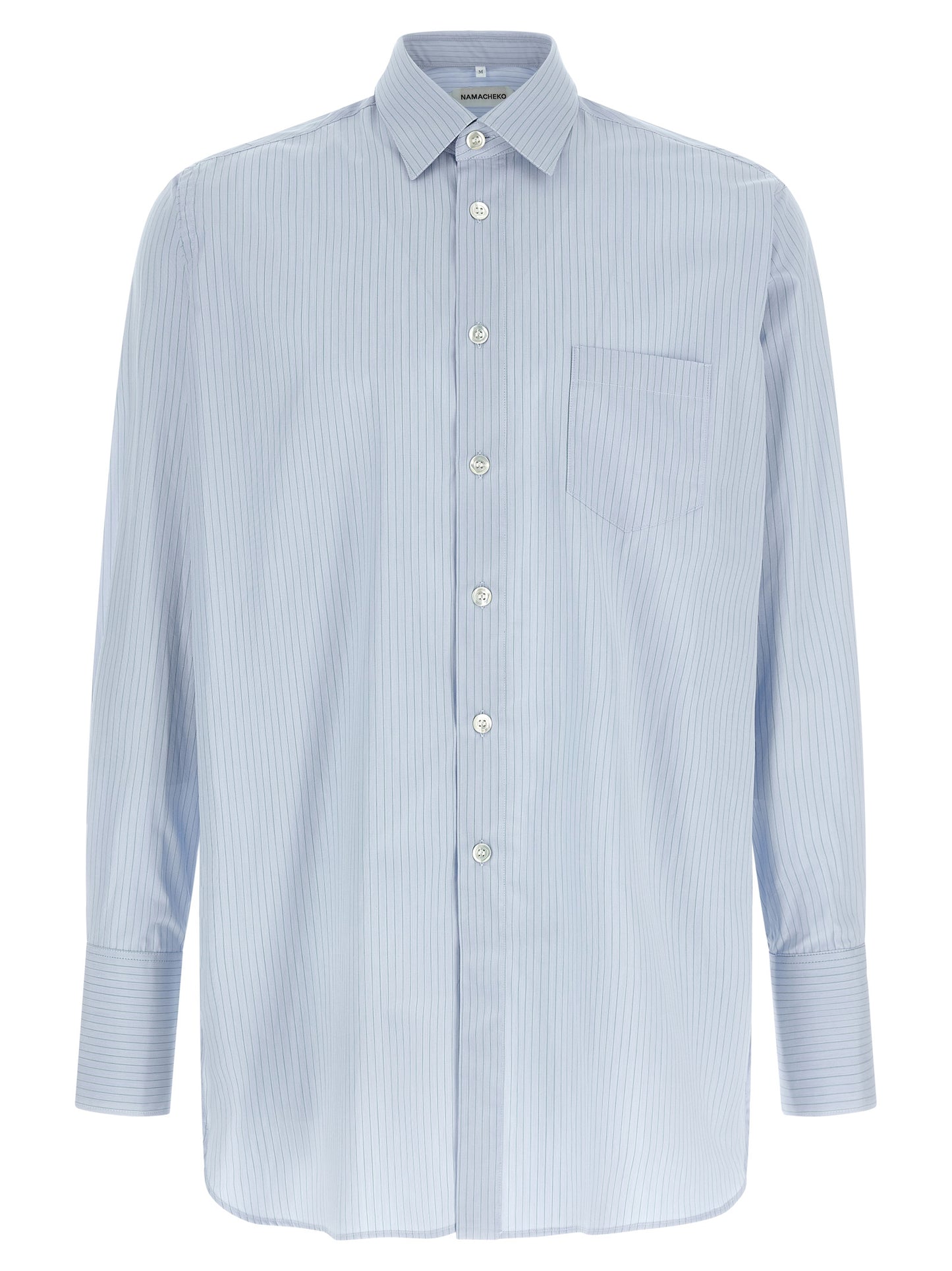 Shirt by Namacheko for men in cotton light-blue & striped features an polished silhouette, showcasing a sophisticated and long-sleeve detail for a truly polished finish.