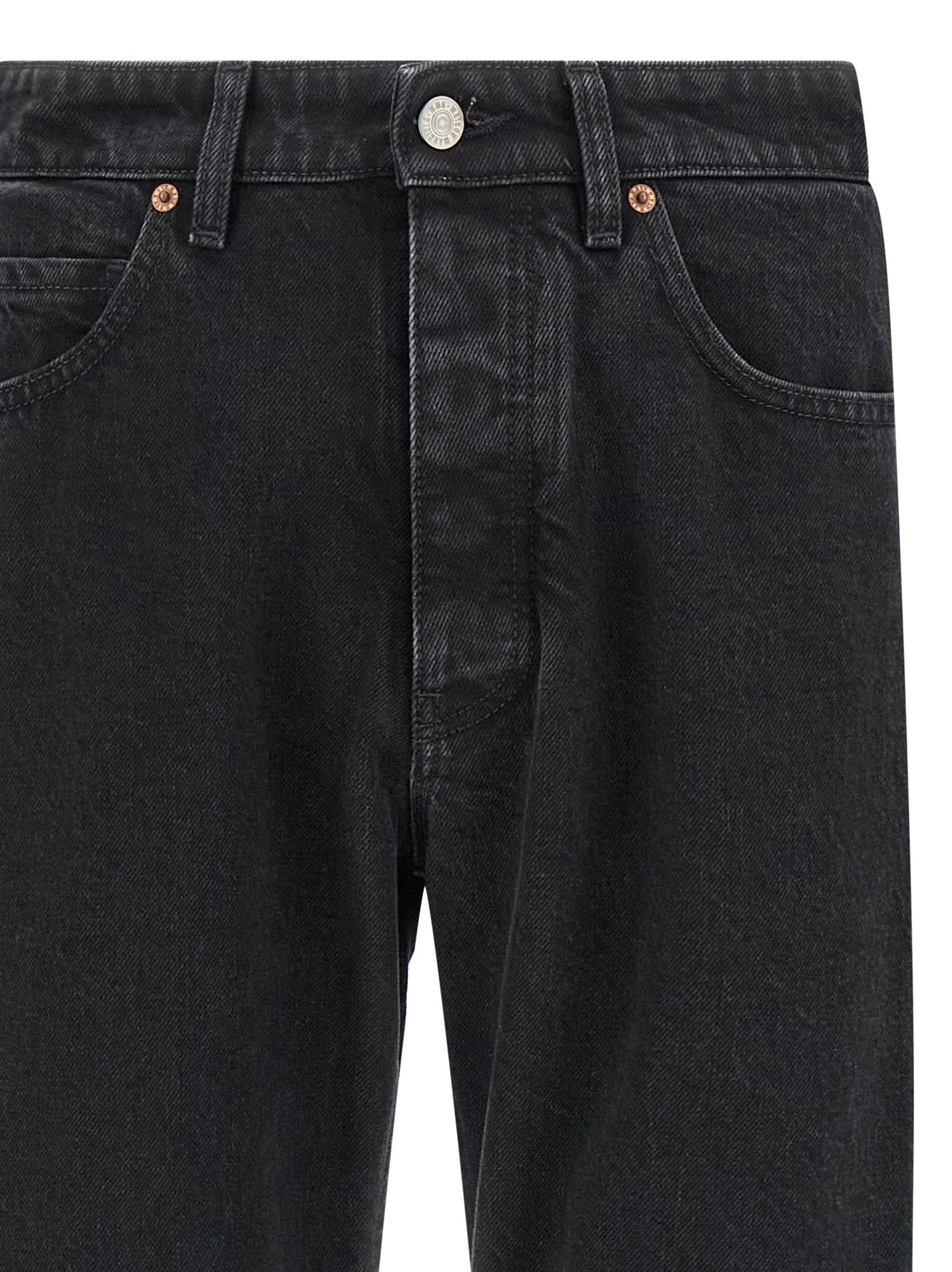 Jeans by MM6 Maison Margiela for men in denim cotton black, white & signature features an sartorial tapered-leg & straight-leg and long with a cut for a sartorial finish.