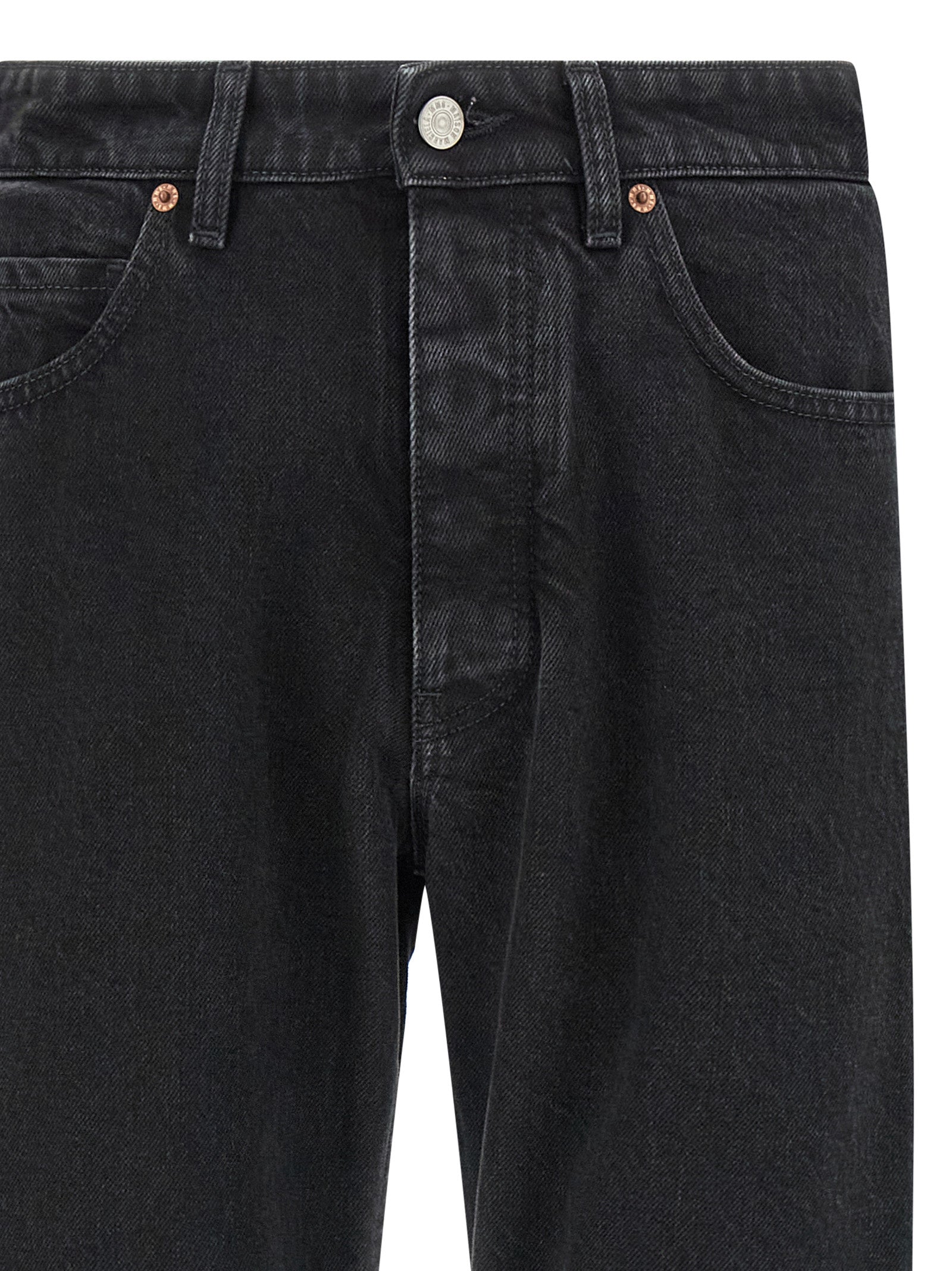 Jeans by MM6 Maison Margiela for men in denim cotton black, white & signature features an sartorial tapered-leg & straight-leg and long with a cut for a sartorial finish.