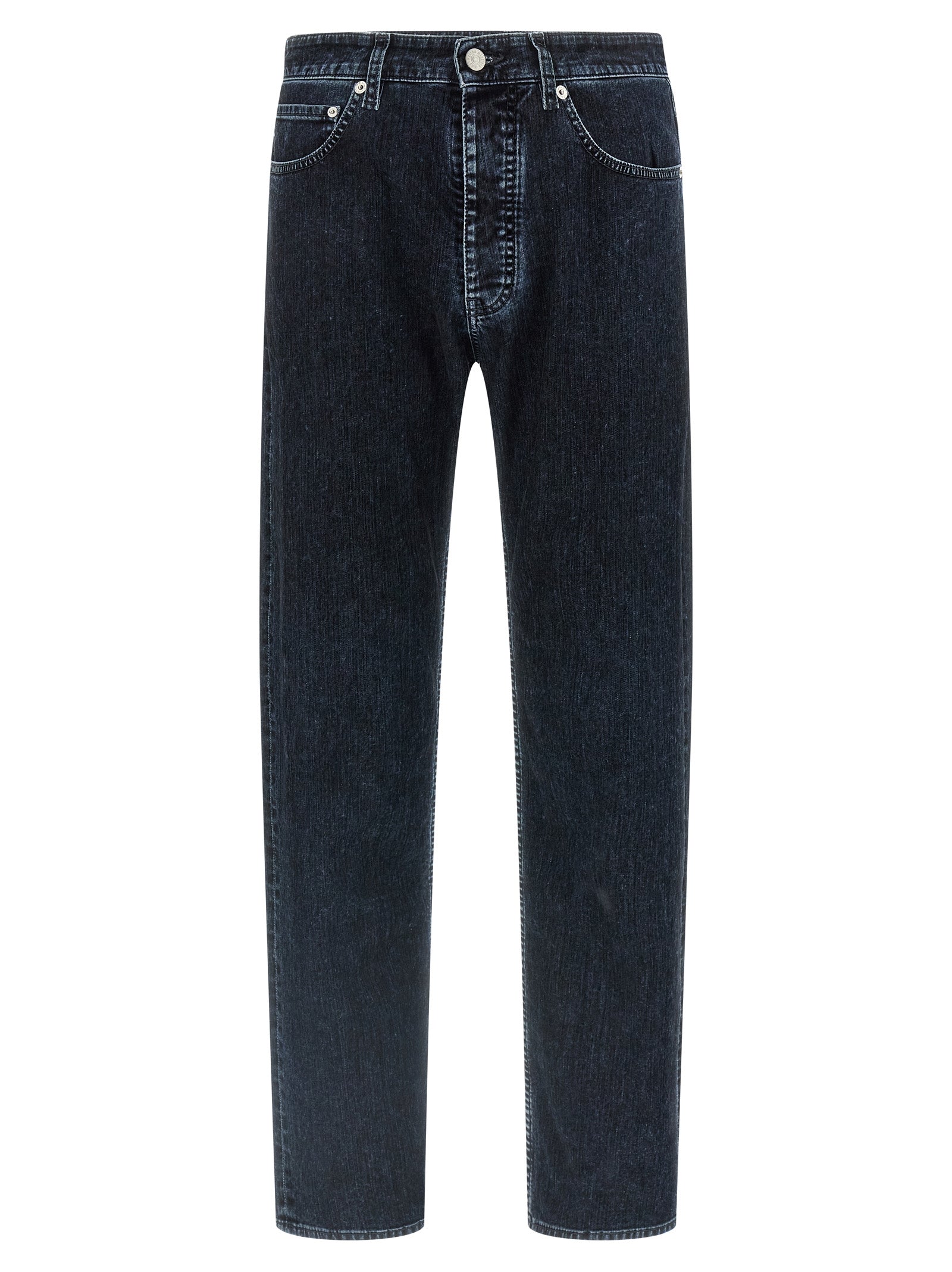 Jeans by MM6 Maison Margiela for men in stretch denim cotton black, natural, white & signature features a refined silhouette with a refined straight-leg, defined by a and a refined long for a refined finish.