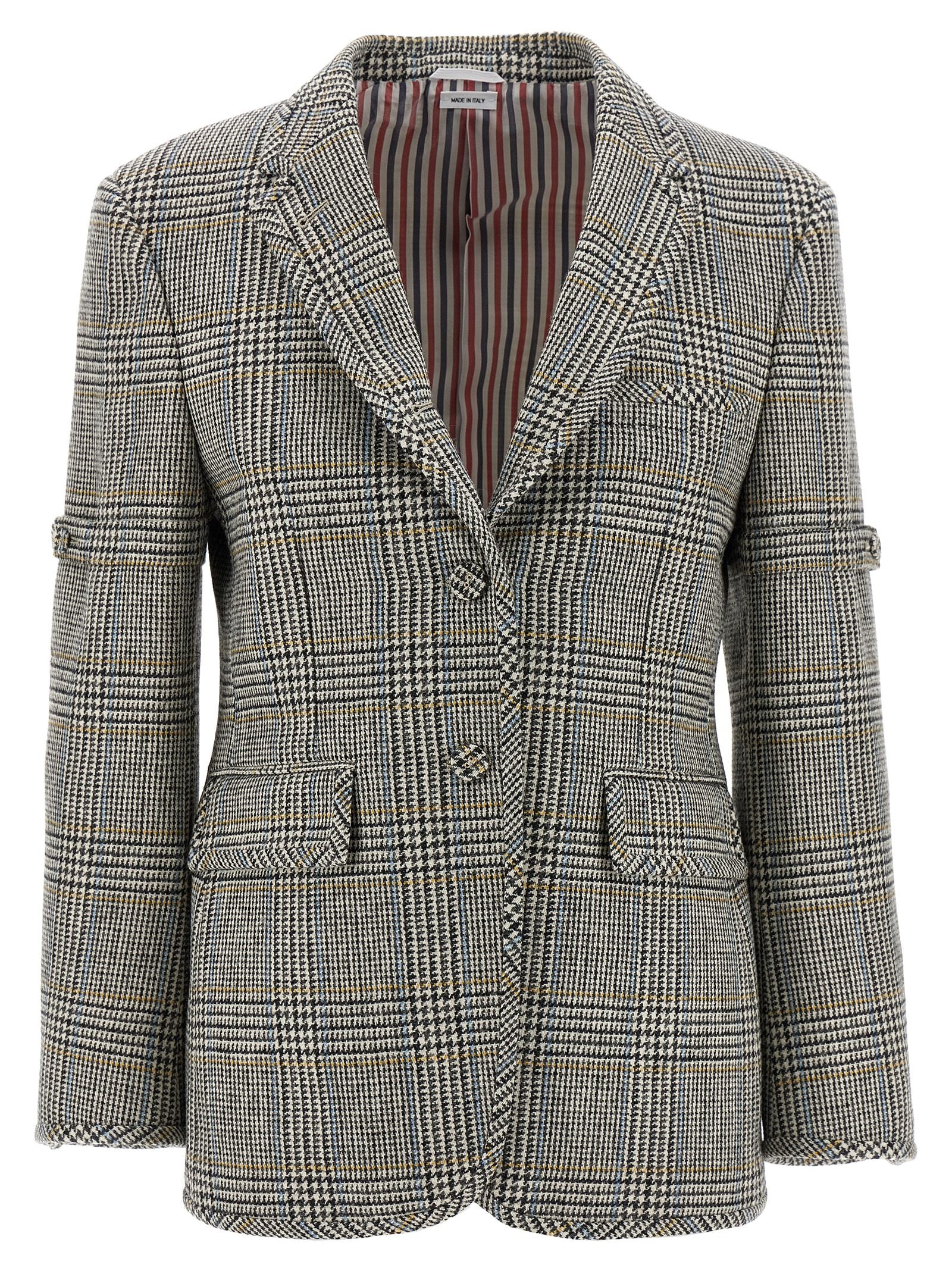 Blazer by Thom Browne for women in cupro wool multicolor & patterned features an sartorial silhouette, showcasing a sophisticated and sartorial for a truly sartorial finish.