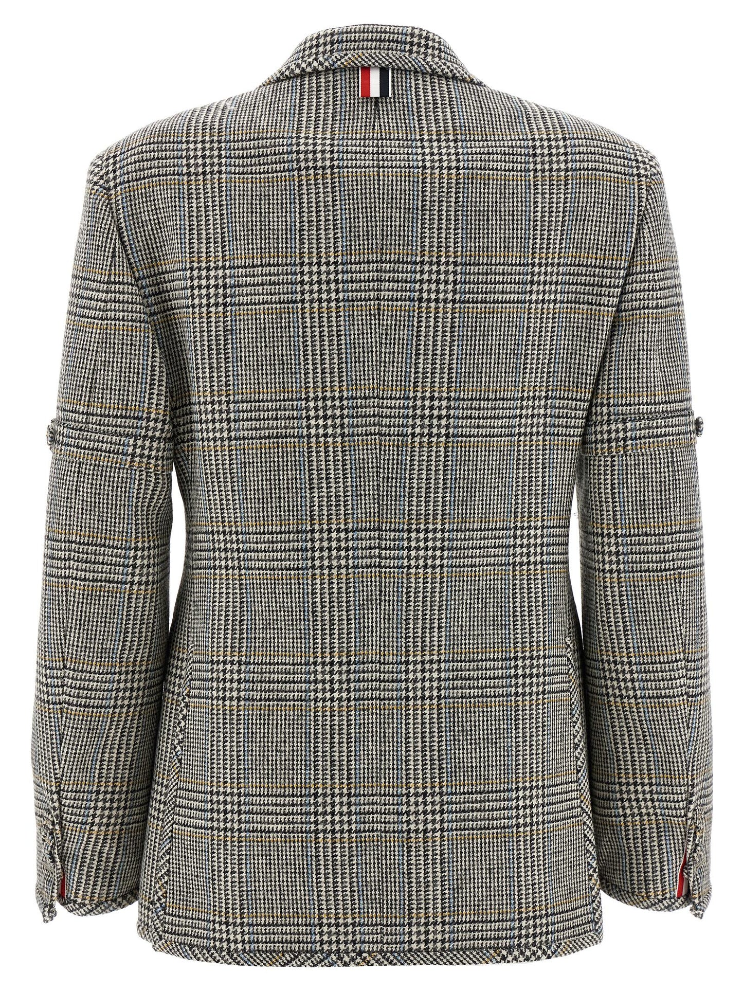 Blazer by Thom Browne for women in cupro wool multicolor & patterned showcases a discerning silhouette, elegantly detailed with a sophisticated and premium for a truly discerning finish.
