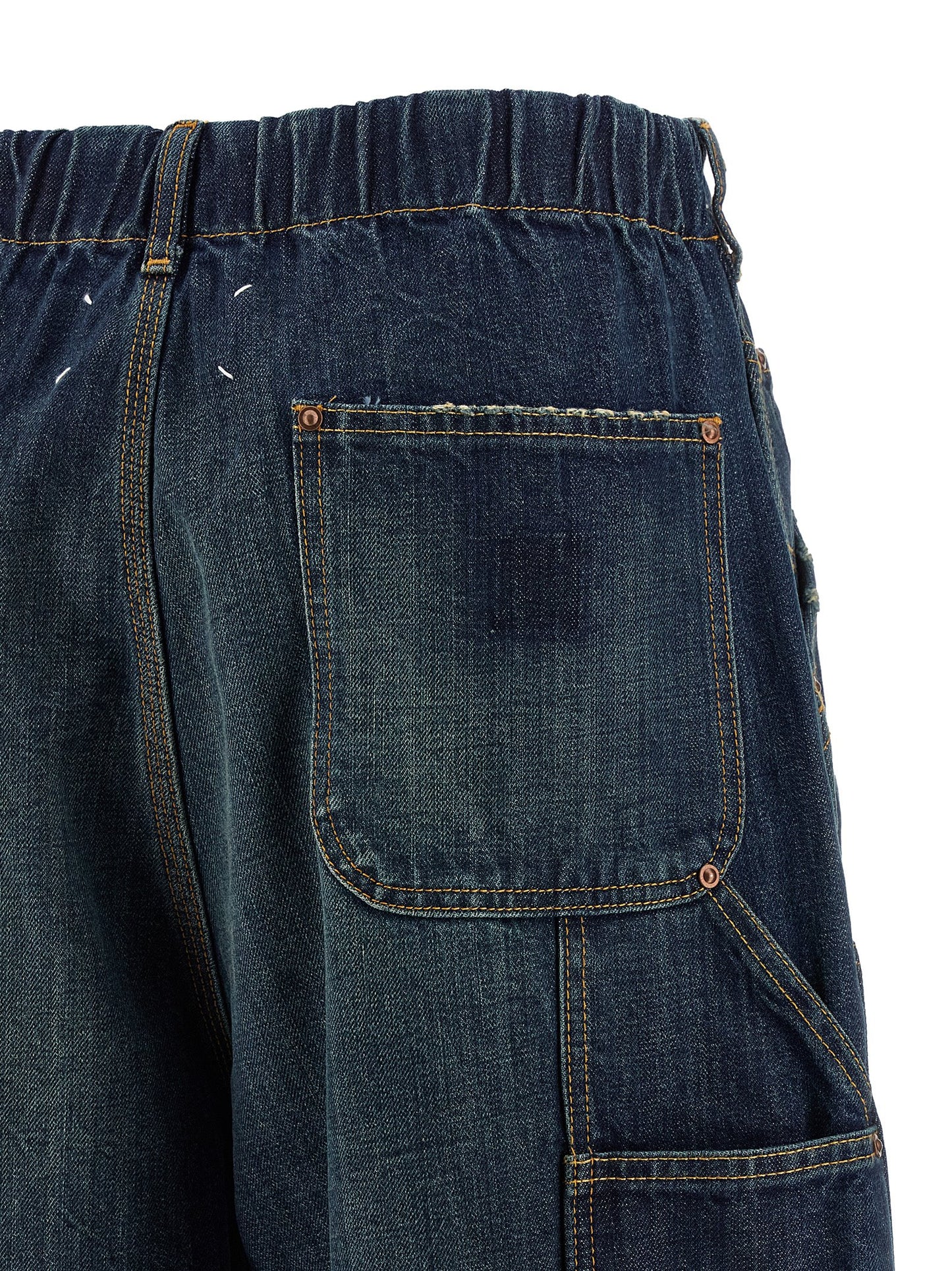 Jeans by Maison Margiela for women in denim cotton blue & signature features an refined tailoring silhouette, showcasing a premium relaxed-fit & wide with a and long cut for a refined tailoring look.