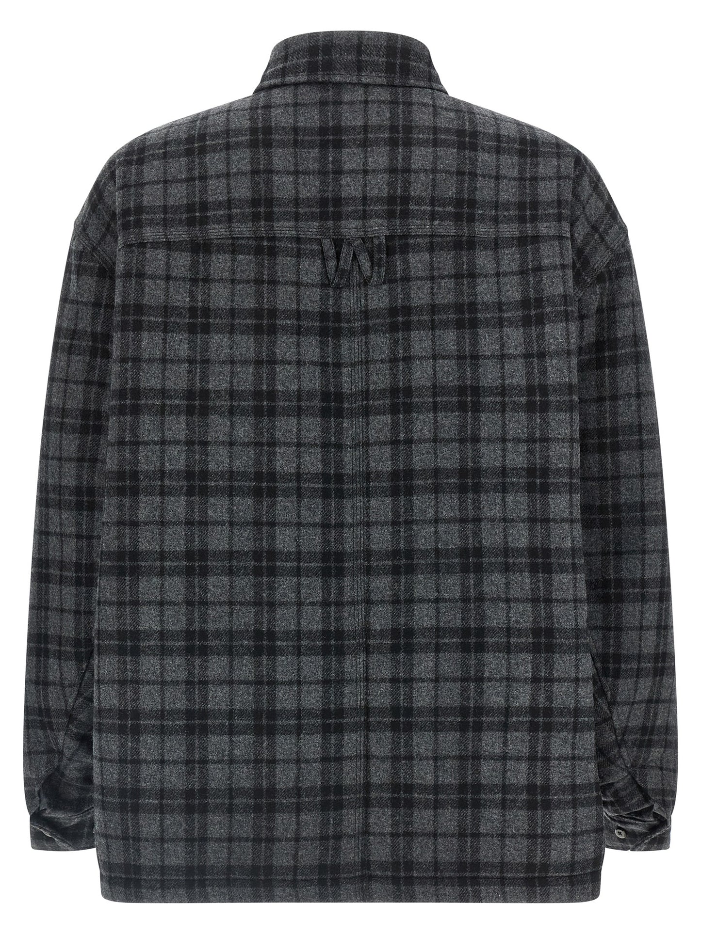 Overcoat by WILLY CHAVARRIA for men in nylon viscose wool gray & patterned features an satoral silhouette, showcasing a sophisticated and satoral pockets & insulated for a premium, timeless look.
