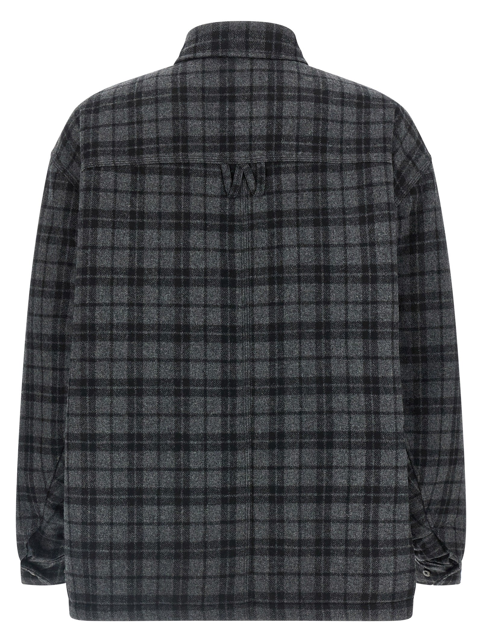 Overcoat by WILLY CHAVARRIA for men in nylon viscose wool gray & patterned features an satoral silhouette, showcasing a sophisticated and satoral pockets & insulated for a premium, timeless look.