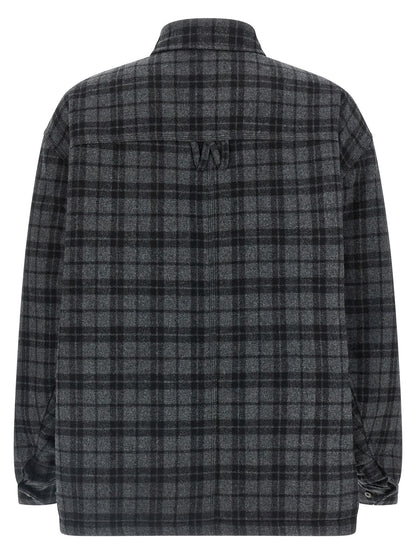 Overcoat by WILLY CHAVARRIA for men in nylon viscose wool gray & patterned features an satoral silhouette, showcasing a sophisticated and satoral pockets & insulated for a premium, timeless look.