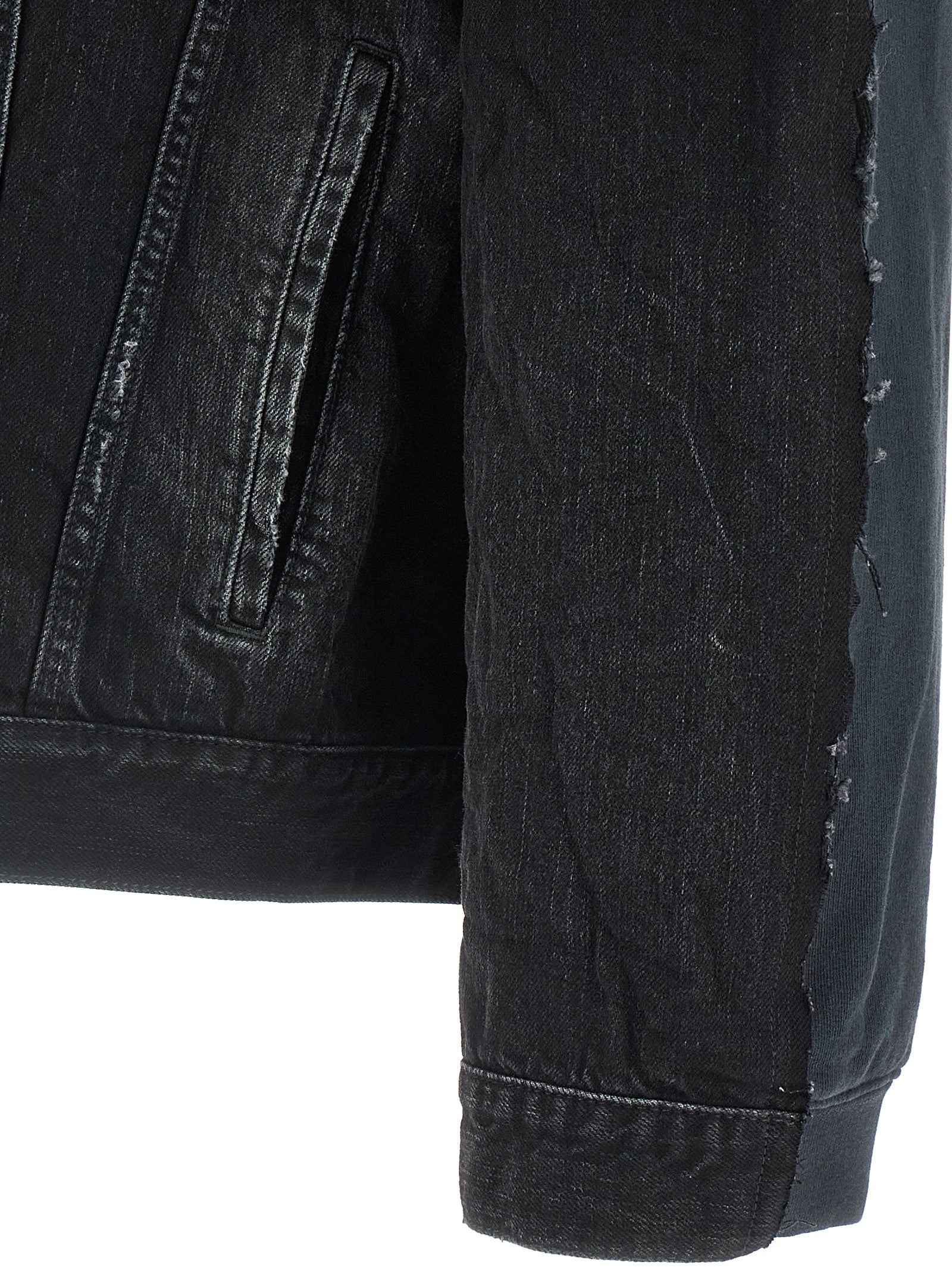 Hooded Trucker Jacket by Balenciaga for men in denim cotton black features an contemporary silhouette, showcasing a sophisticated and contemporary pockets & hooded for a truly refined look.