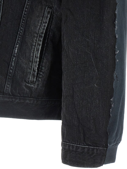 Hooded Trucker Jacket by Balenciaga for men in denim cotton black features an contemporary silhouette, showcasing a sophisticated and contemporary pockets & hooded for a truly refined look.