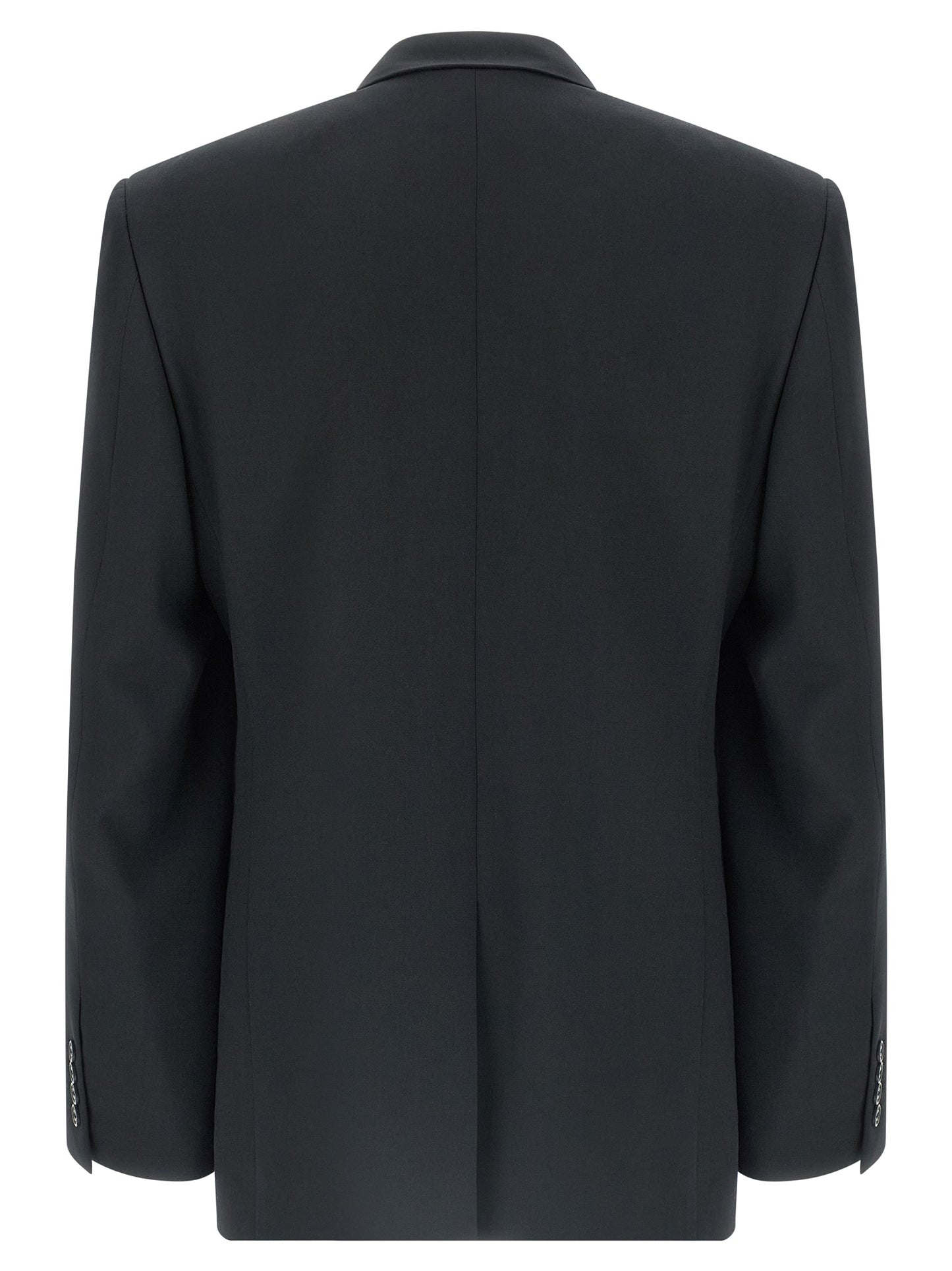 Blazer by Balenciaga for men in cupro wool black & monogram showcases a discerning silhouette, elegantly detailed with a sophisticated split neckline and premium for a truly discerning finish.
