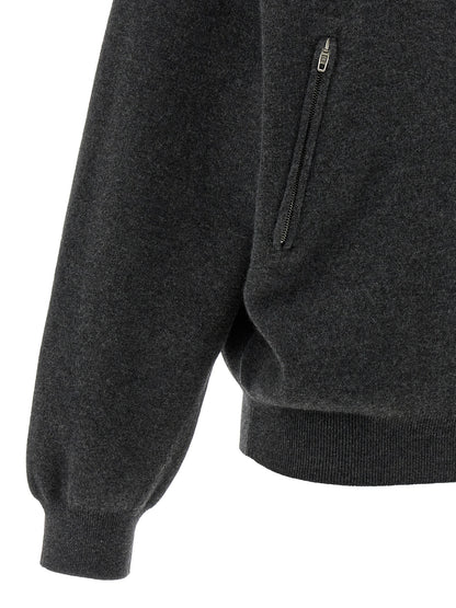 Cardigan by Balenciaga for women in wool gray features an impeccable silhouette, showcasing a sophisticated and detail for a truly impeccable finish.
