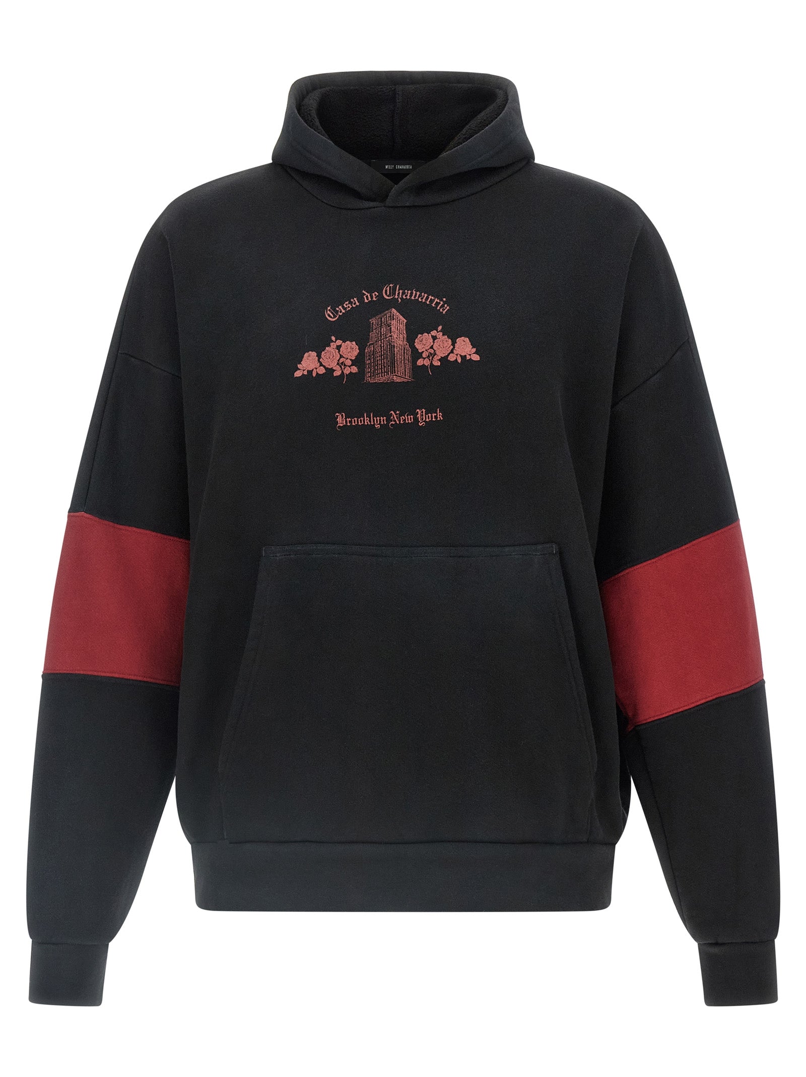 Sweatshirt Hoodie by WILLY CHAVARRIA for men in cotton black & print features a slouchy chic silhouette, detailed with a slouchy chic long-sleeve and a signature hooded neckline for an elevated aesthetic.
