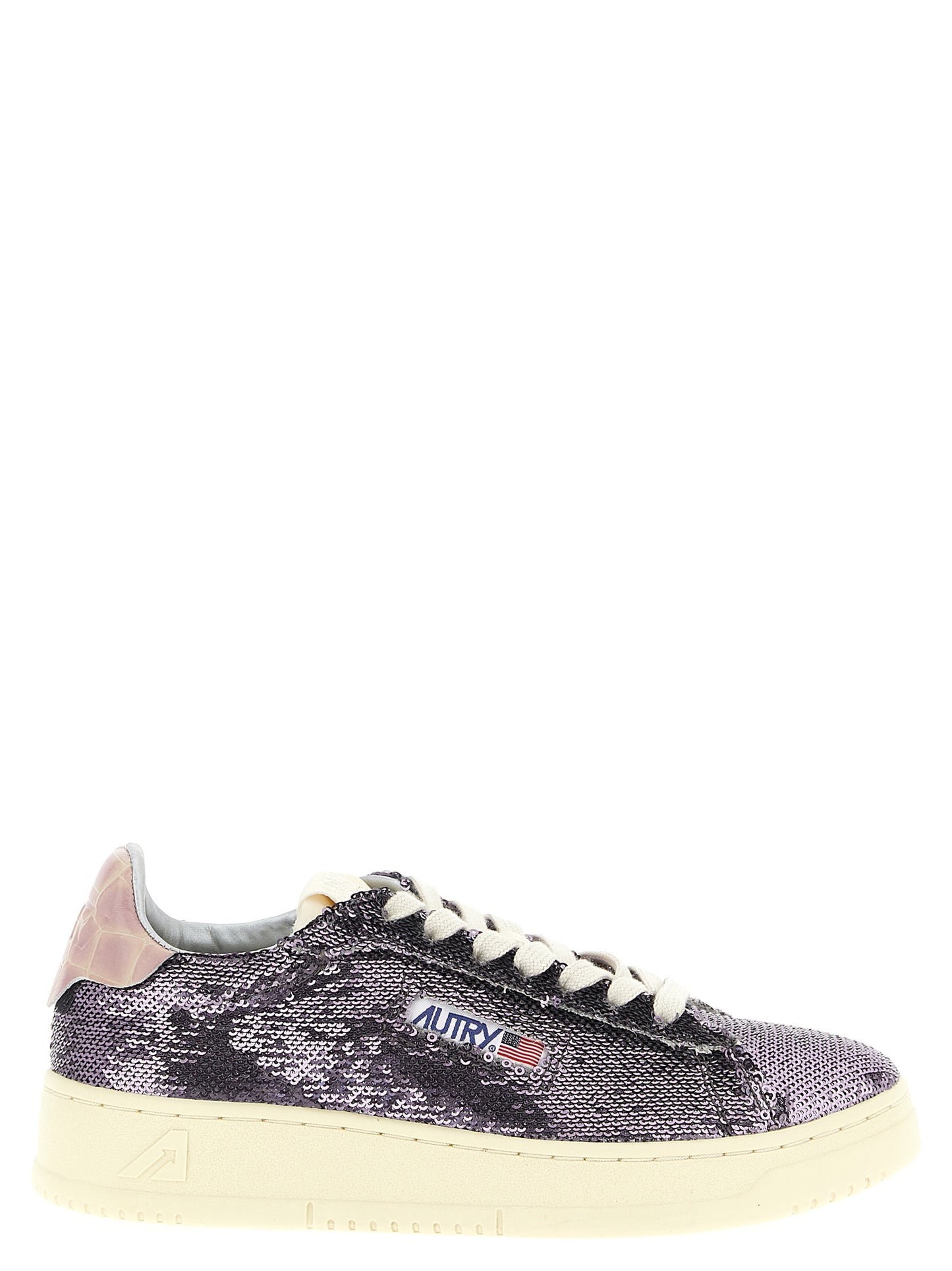 Sneakers by Autry for women in polyester cotton terrycloth & crocodile skin leather multicolor, signature & print features an fashionable silhouette, showcasing the premium Women's Low Top Polyester Cotton Terrycloth & Crocodile Skin Leather Sneakers in a fashionable low-top style that offers a fashionable finish for refined style.