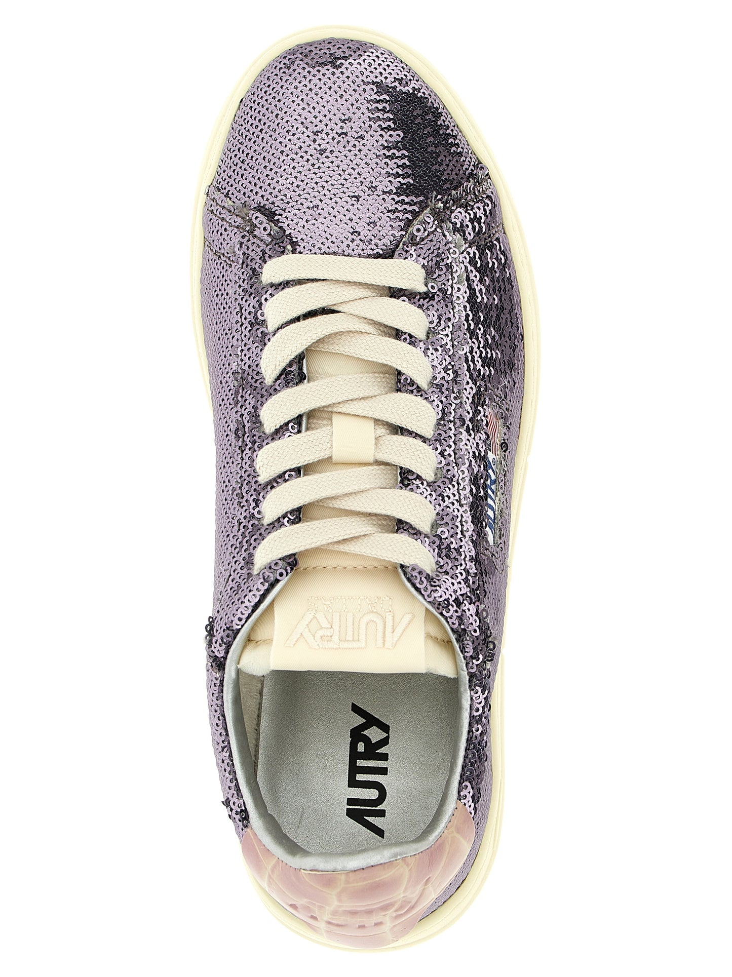 Sneakers by Autry for women in polyester cotton terrycloth & crocodile skin leather multicolor, signature & print features an timeless silhouette from the Women's Low Top Polyester Cotton Terrycloth & Crocodile Skin Leather Sneakers collection, showcasing a signature low-top style with an timeless finish.