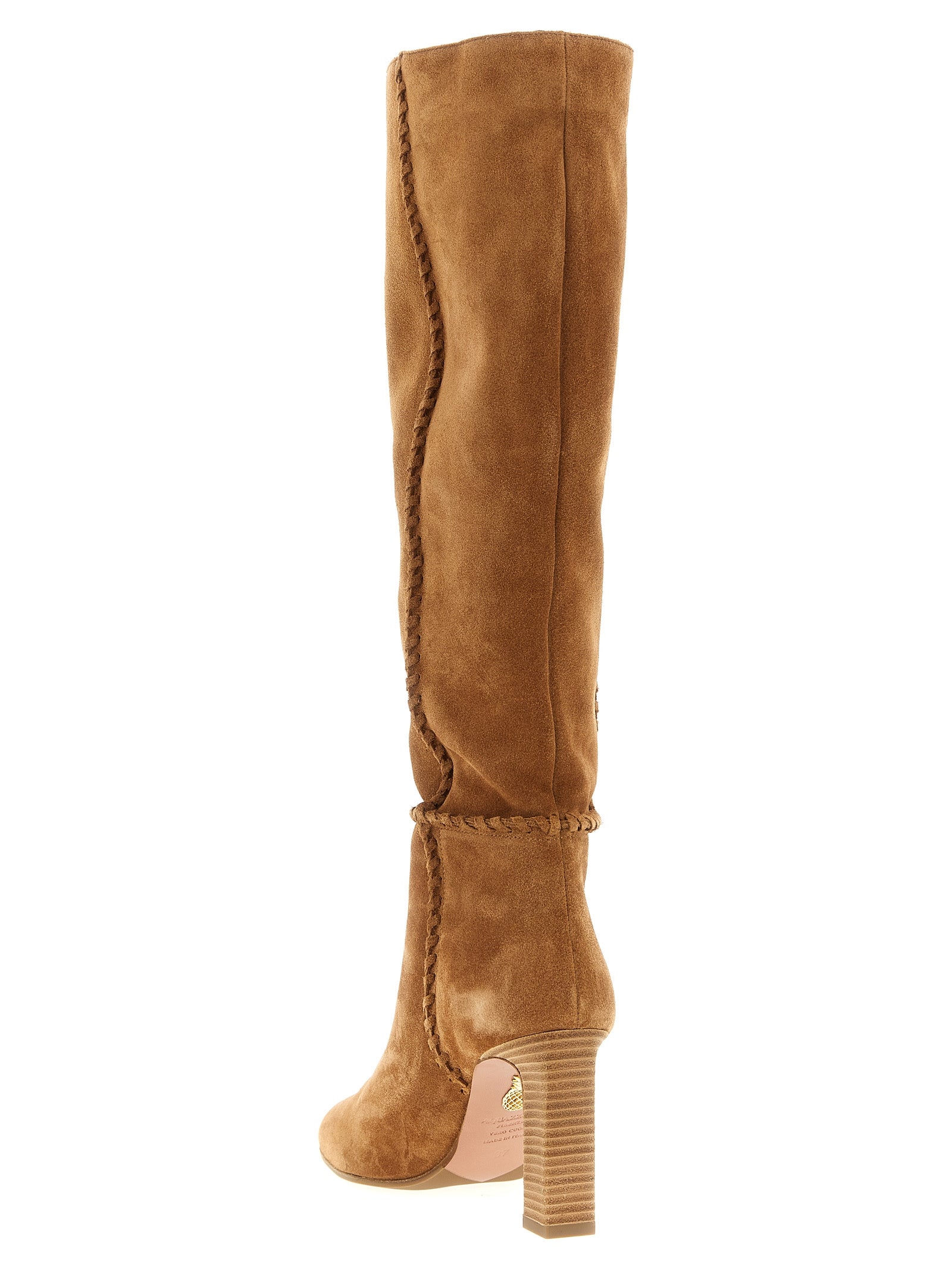 Over-The-Knee Boots by Aquazzura for women in suede calfskin leather beige features an enchanting design from the Women's Suede Calfskin Leather Over-The-Knee Boots collection, highlighting a enchanting and for a refined look.