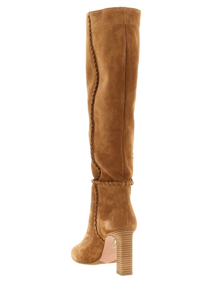Over-The-Knee Boots by Aquazzura for women in suede calfskin leather beige features an enchanting design from the Women's Suede Calfskin Leather Over-The-Knee Boots collection, highlighting a enchanting and for a refined look.