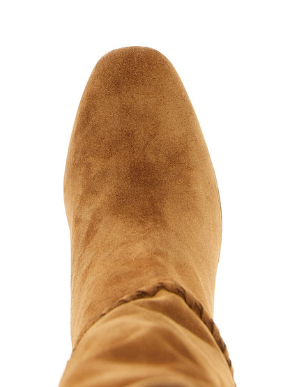 Over-The-Knee Boots by Aquazzura for women in suede calfskin leather beige features an high-performance silhouette, showcasing the sophisticated design of the Women's Suede Calfskin Leather Over-The-Knee Boots with a and a refined .