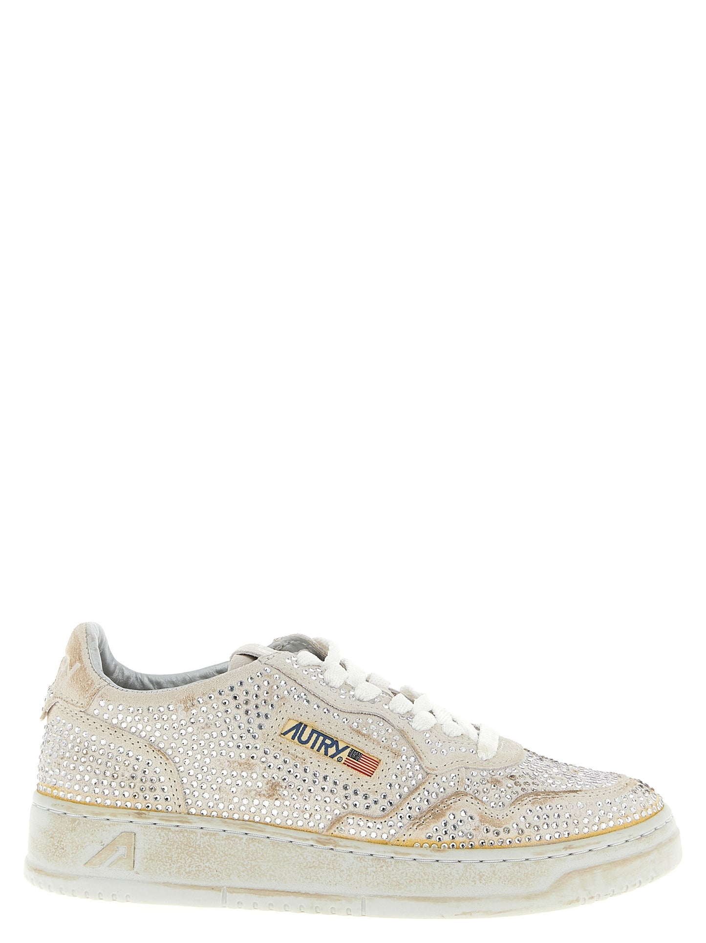 Sneakers by Autry for women in cotton & bos taurus suede cowhide leather beige features a chic design, perfectly showcasing the chic chunky style of this Women's Chunky Cotton & Bos Taurus Suede Cowhide Leather Sneakers.