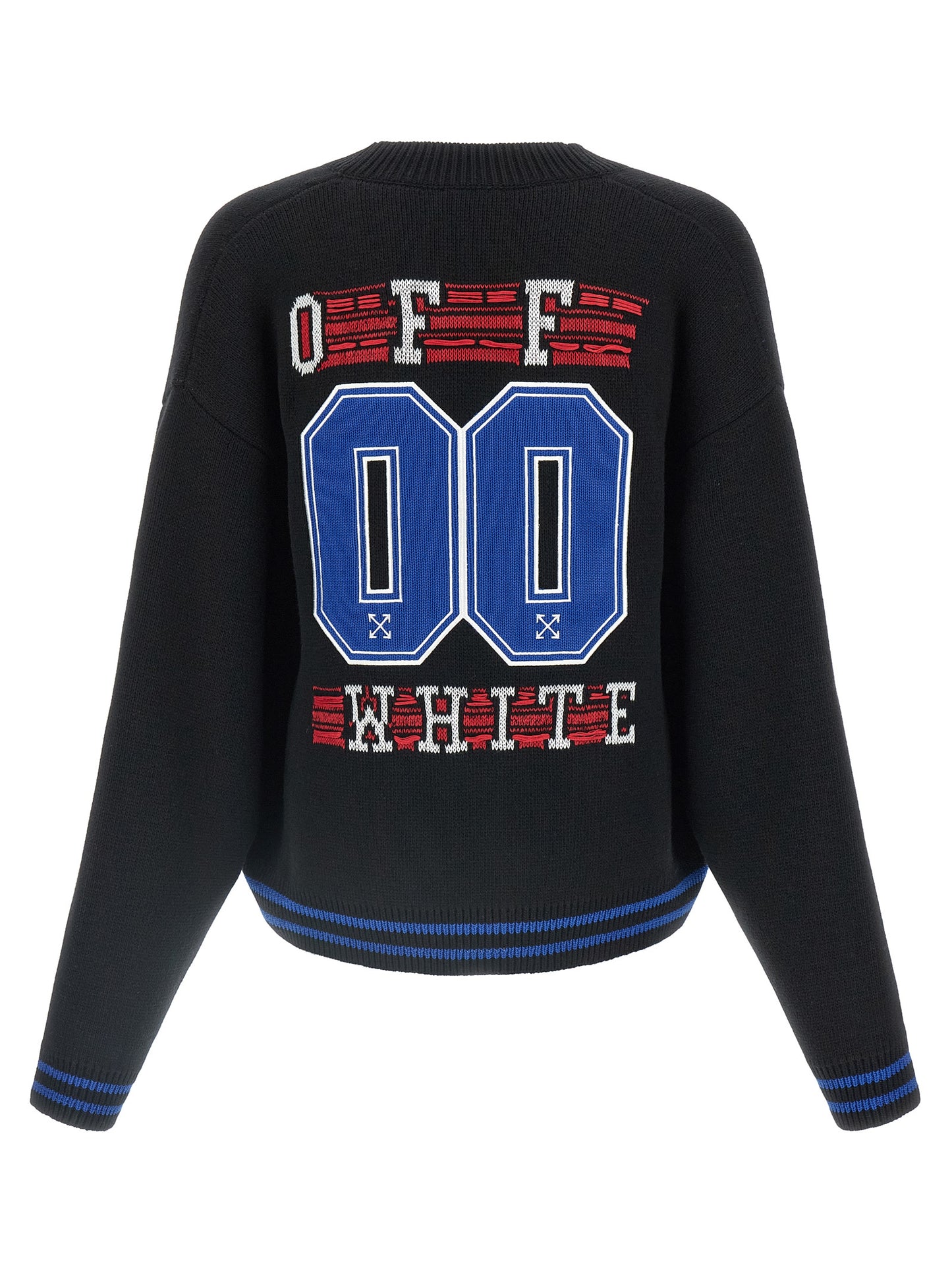 Cardigan by Off-White for men in cotton black & white features an impeccable silhouette, showcasing a sophisticated v-neck neckline and detail for a truly impeccable finish.