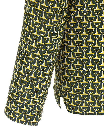 Blouse by Gucci for men in silk bicolour, green & print features an polished silhouette, showcasing a sophisticated and detail for a truly polished finish.