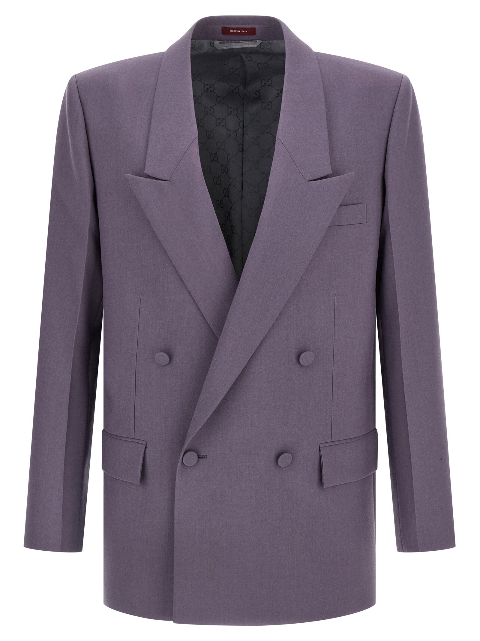 Blazer by Gucci for men in wool & viscose purple & signature features an stylish silhouette, showcasing a sophisticated and stylish for a truly stylish finish.