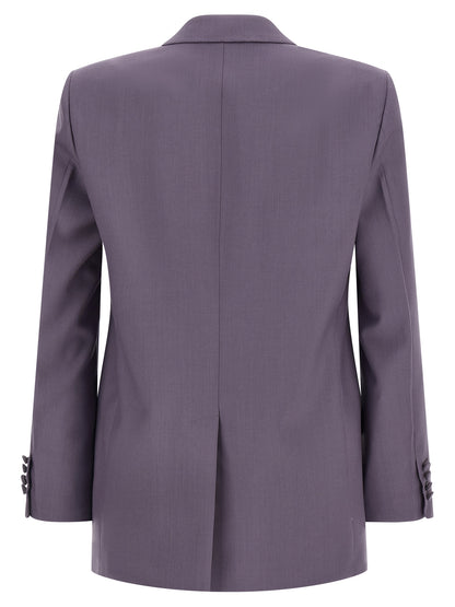 Blazer by Gucci for men in wool & viscose purple & signature showcases a discerning silhouette, elegantly detailed with a sophisticated and premium for a truly discerning finish.