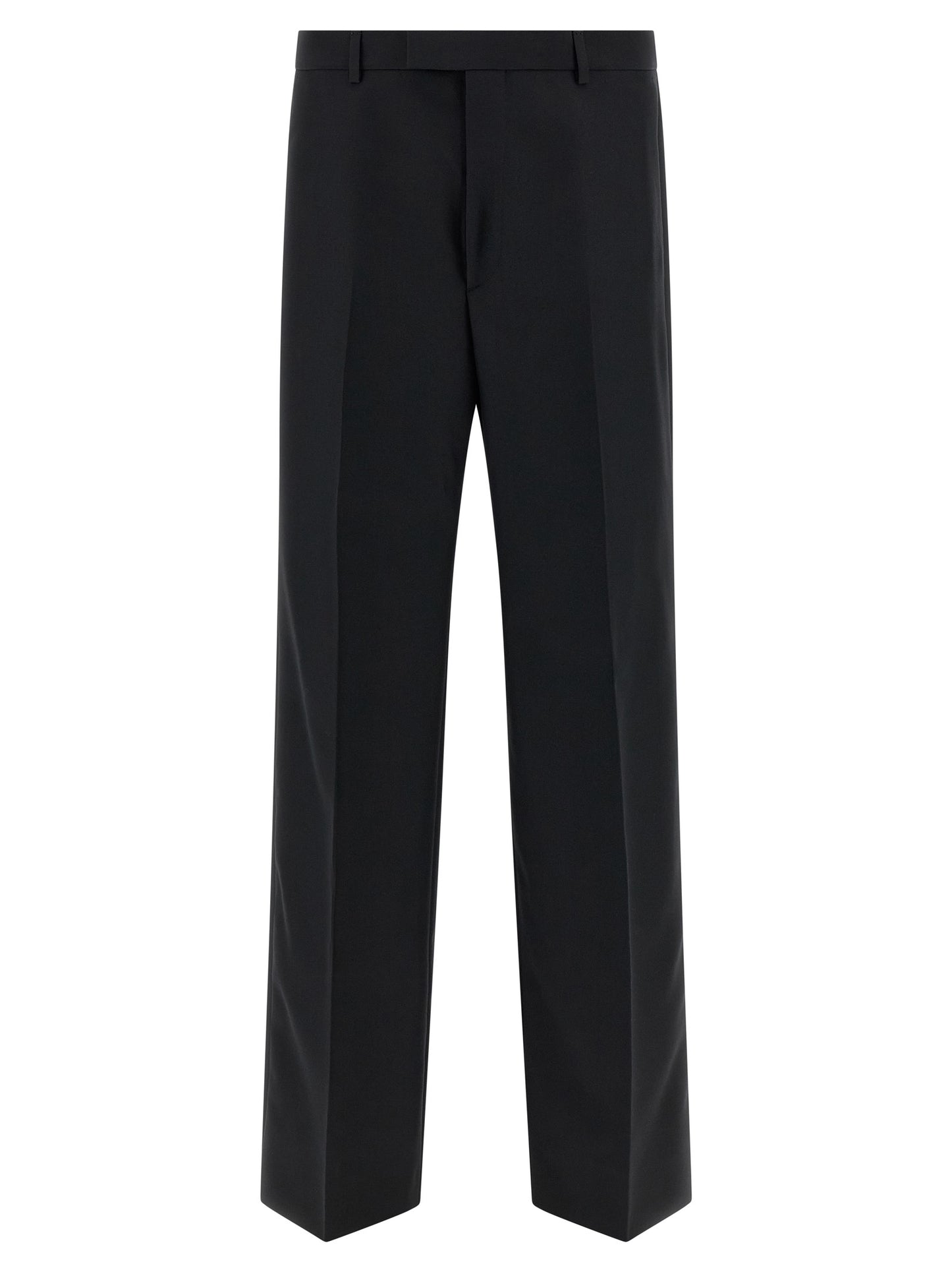 Trousers by Gucci for men in polyester black features a tailored silhouette with a tailored straight-leg, defined by its long and a sophisticated .