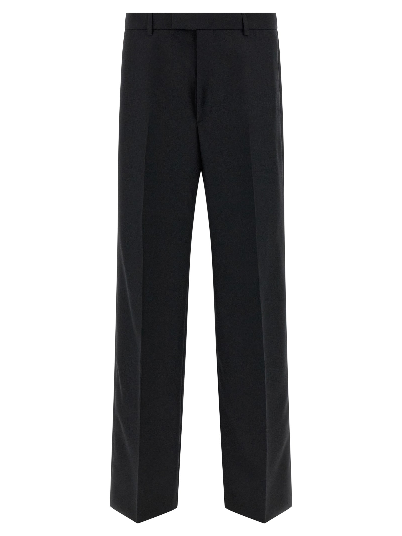 Trousers by Gucci for men in polyester black features a tailored silhouette with a tailored straight-leg, defined by its long and a sophisticated .