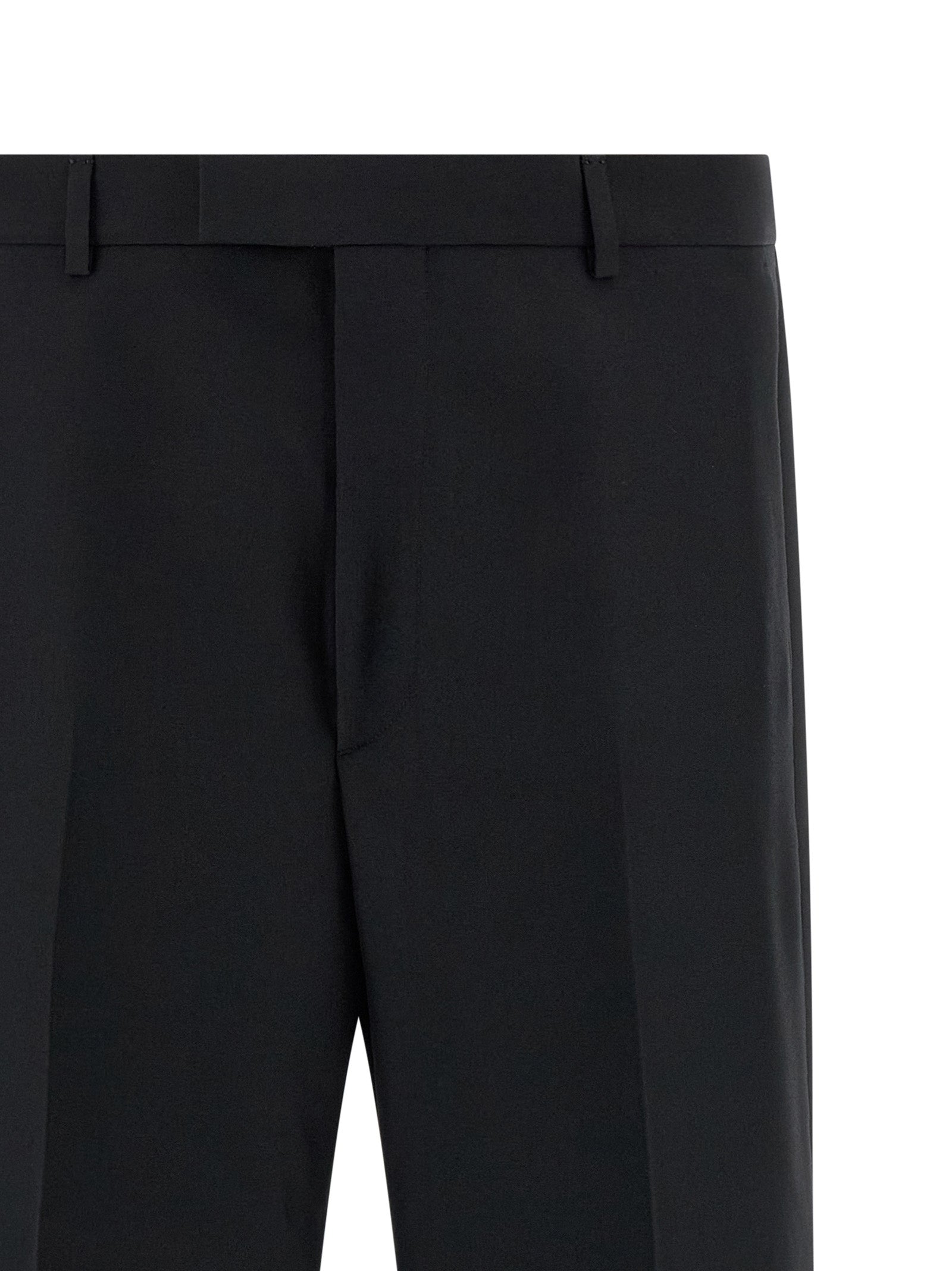 Trousers by Gucci for men in polyester black features an sartorial silhouette, showcasing a precise straight-leg and long with a sartorial for a refined look.