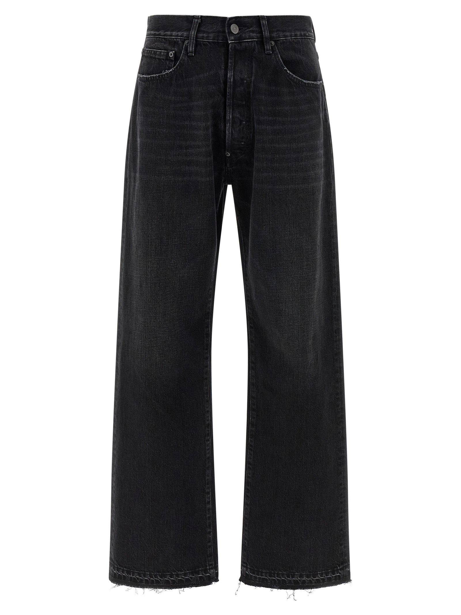 Jeans by Maison Margiela for men in denim cotton black presents a refined pantology silhouette, artfully defined by a refined pantology straight-leg, long, and a sophisticated .