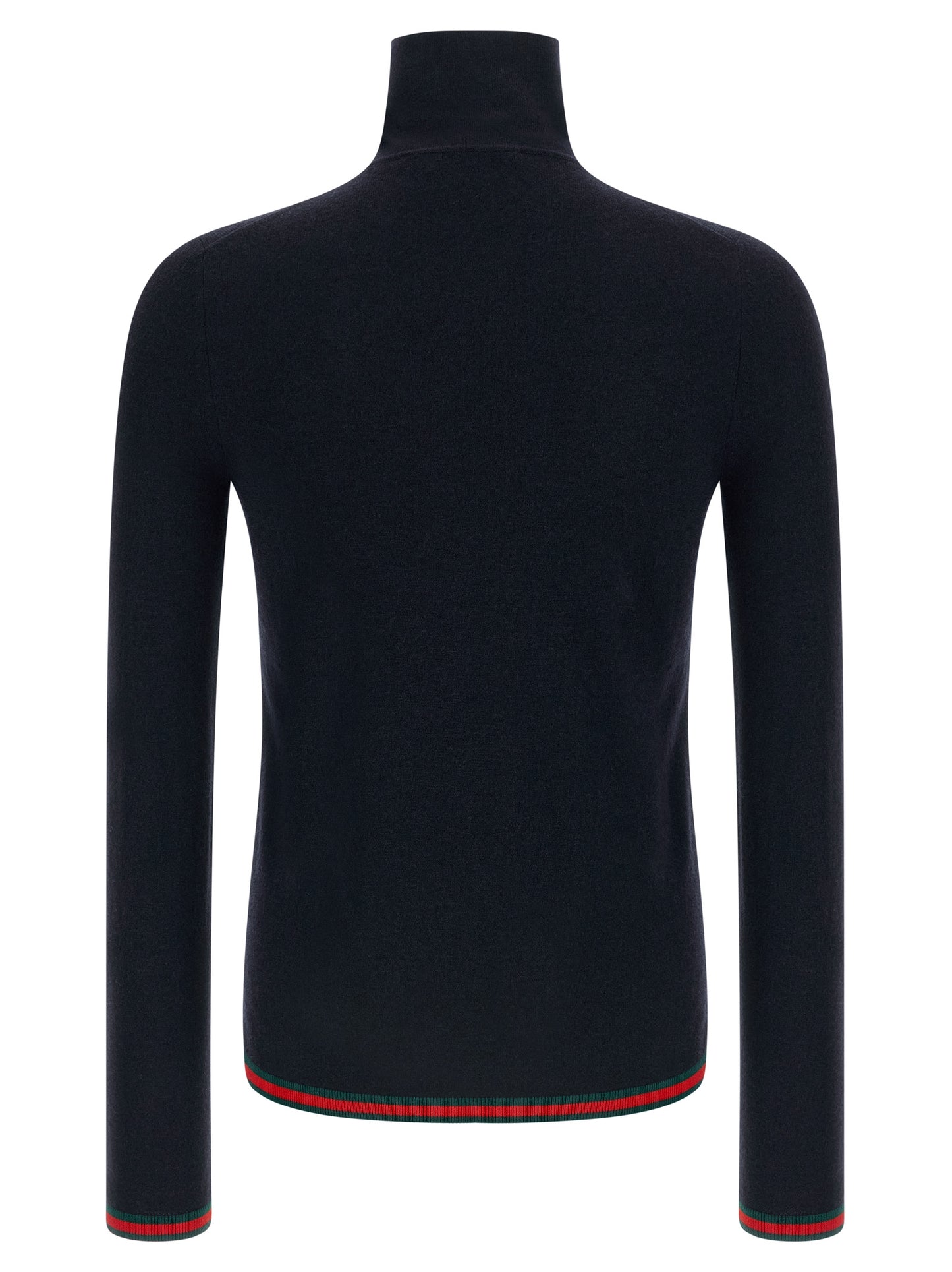 Cardigan by Gucci for men in cashmere blue & signature features an crisp silhouette, showcasing a sophisticated high-neck neckline and detail for a truly crisp finish.