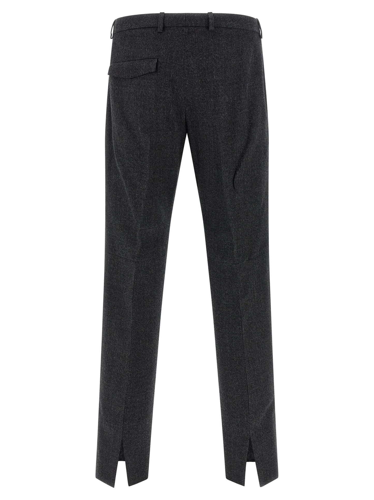 Trousers by Gucci for men in wool gray presents a perennial silhouette, meticulously tailored with a straight-leg cut, long finish, and an elegant .