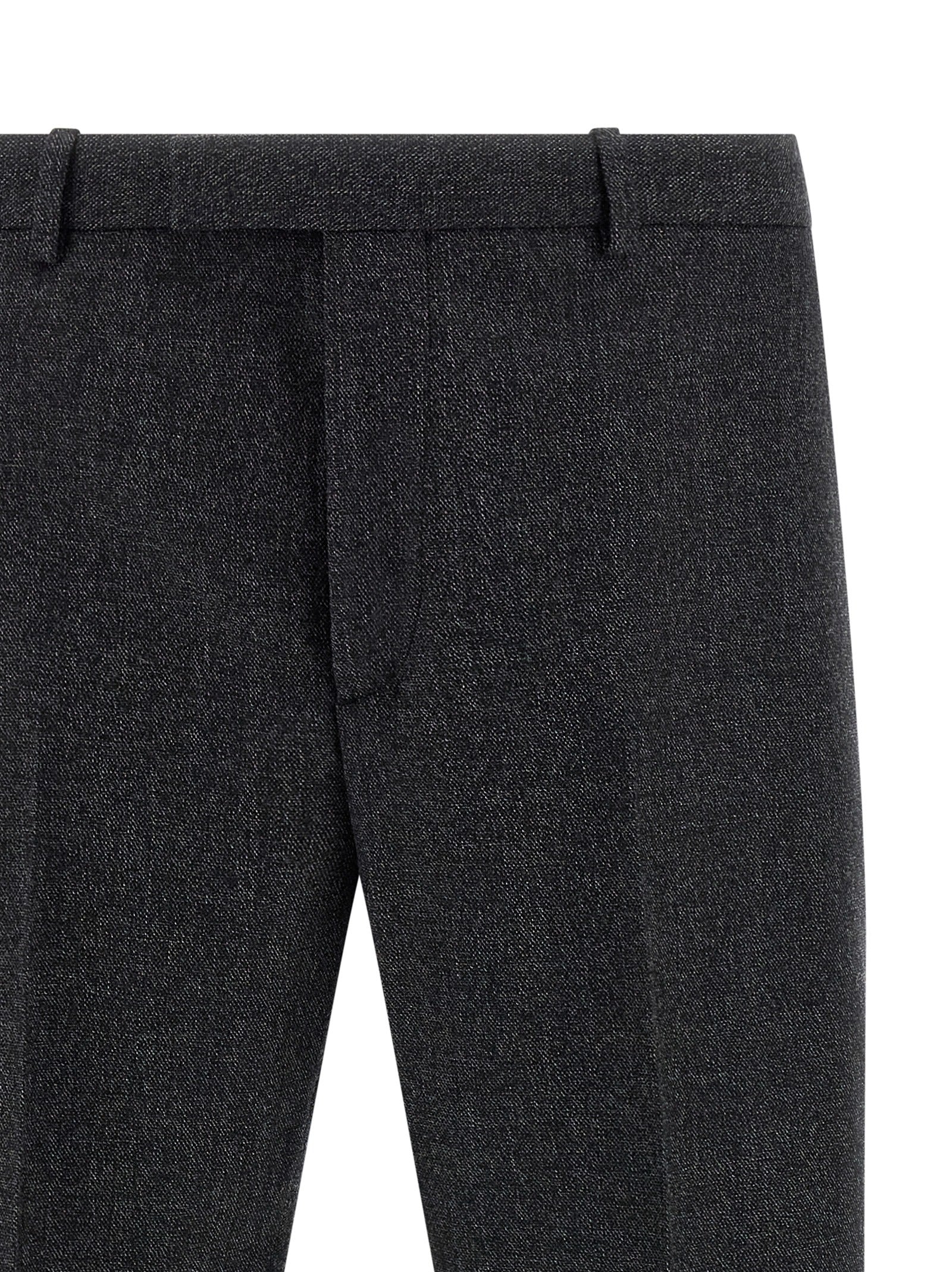 Trousers by Gucci for men in wool gray features an sartorial silhouette, showcasing a precise straight-leg and long with a sartorial for a refined look.