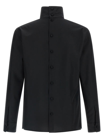 Shirt by Gucci for men in polyester black presents a discerning silhouette, showcasing a sophisticated high-collar neckline and for a truly discerning finish.