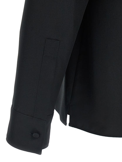 Shirt by Gucci for men in polyester black showcases a sleek silhouette, elegantly detailed with a sleek and for a sleek finish.