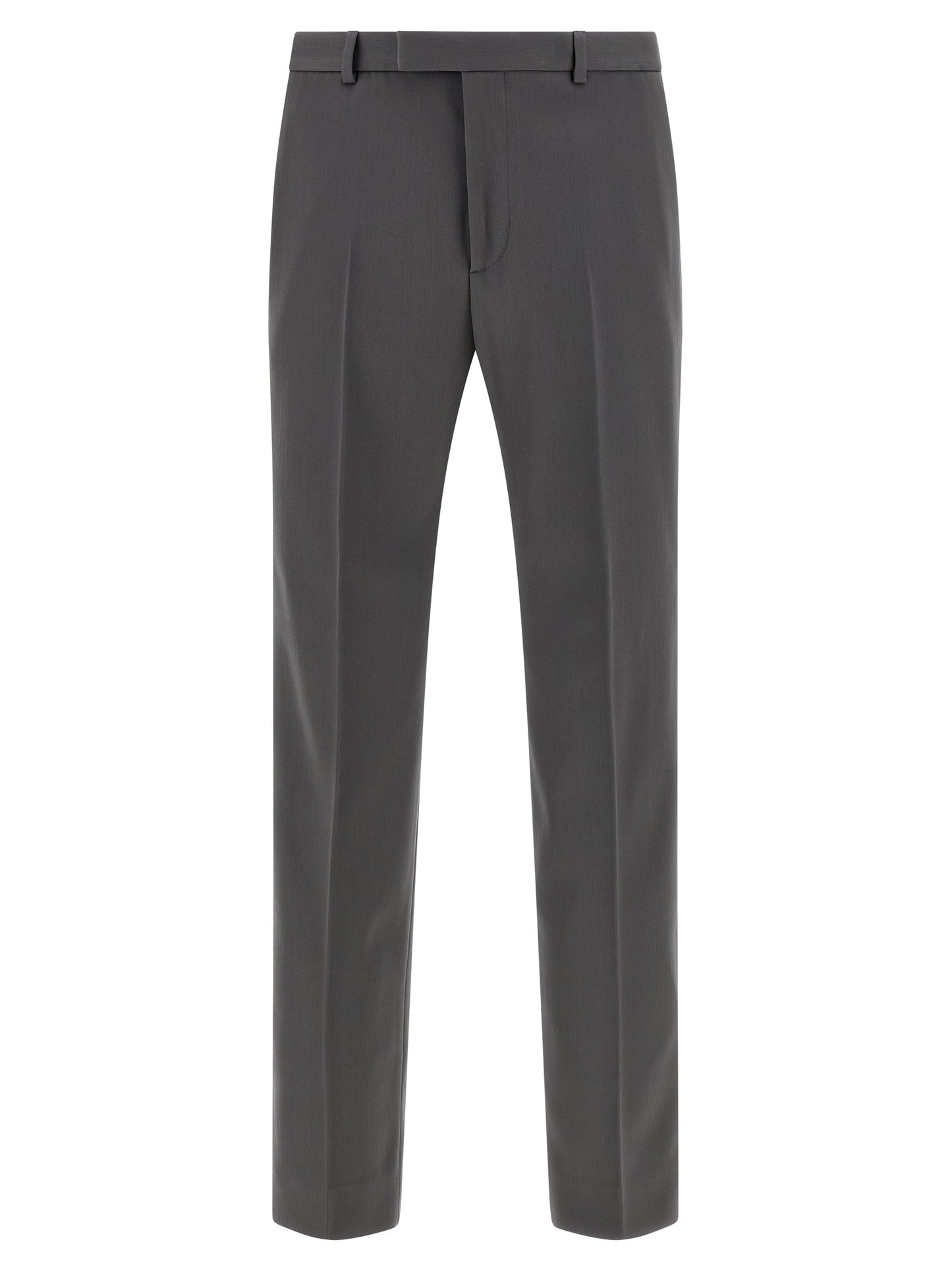 Trousers by Gucci for men in satin wool gray presents a smart silhouette, meticulously detailed with a smart straight-leg, a smart long, and a smart .