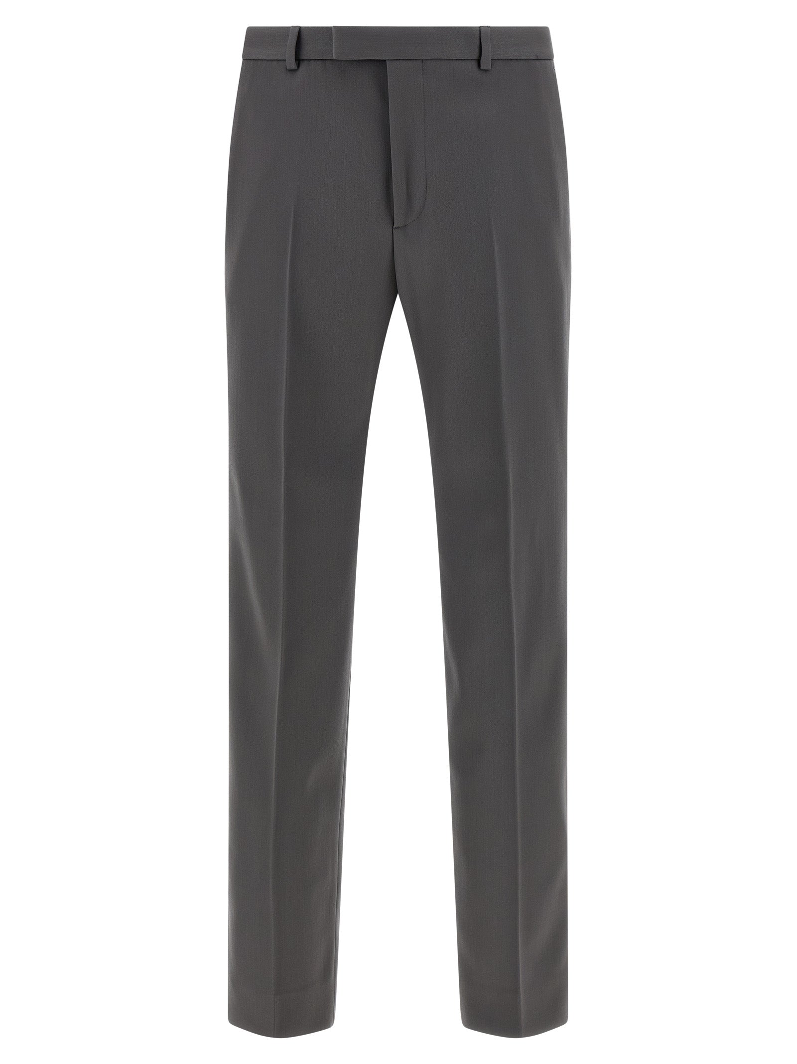 Trousers by Gucci for men in satin wool gray presents a smart silhouette, meticulously detailed with a smart straight-leg, a smart long, and a smart .