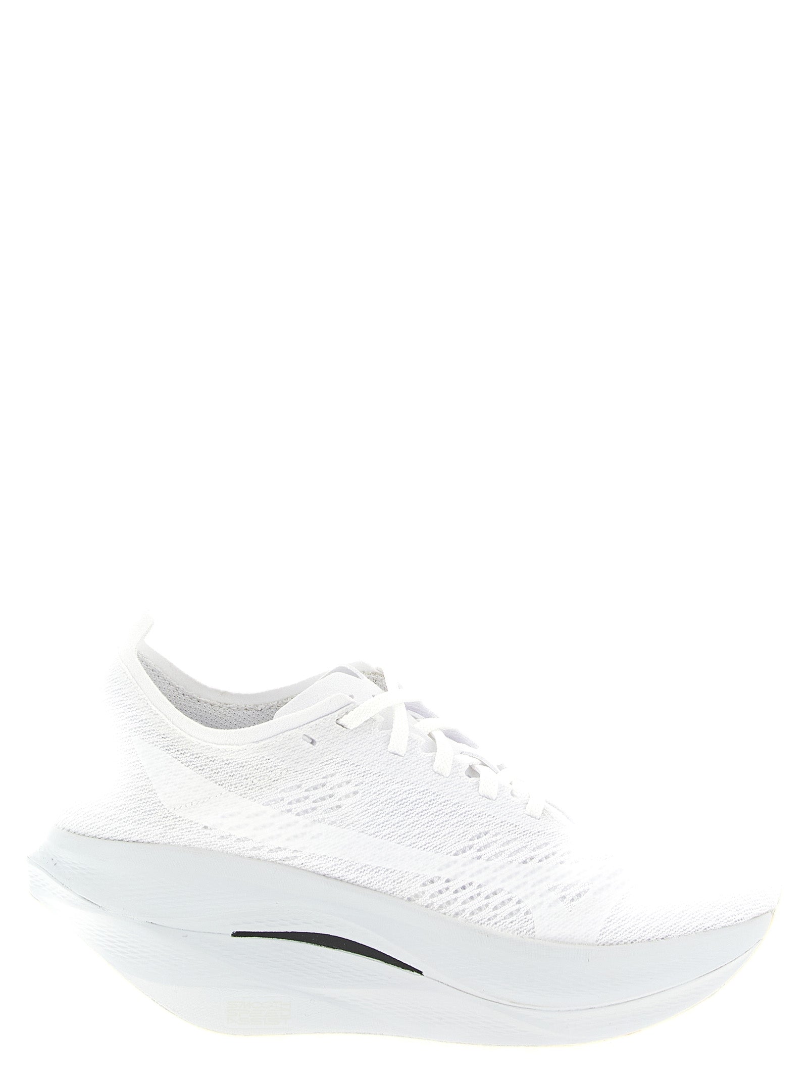 Athletic Sneakers by Comme Des Garçons for women in synthetic fabric white showcases a architectural silhouette, artfully capturing the essence of the Women's Athletic Synthetic Fabric Sneakers with its signature architectural athletic style construction.