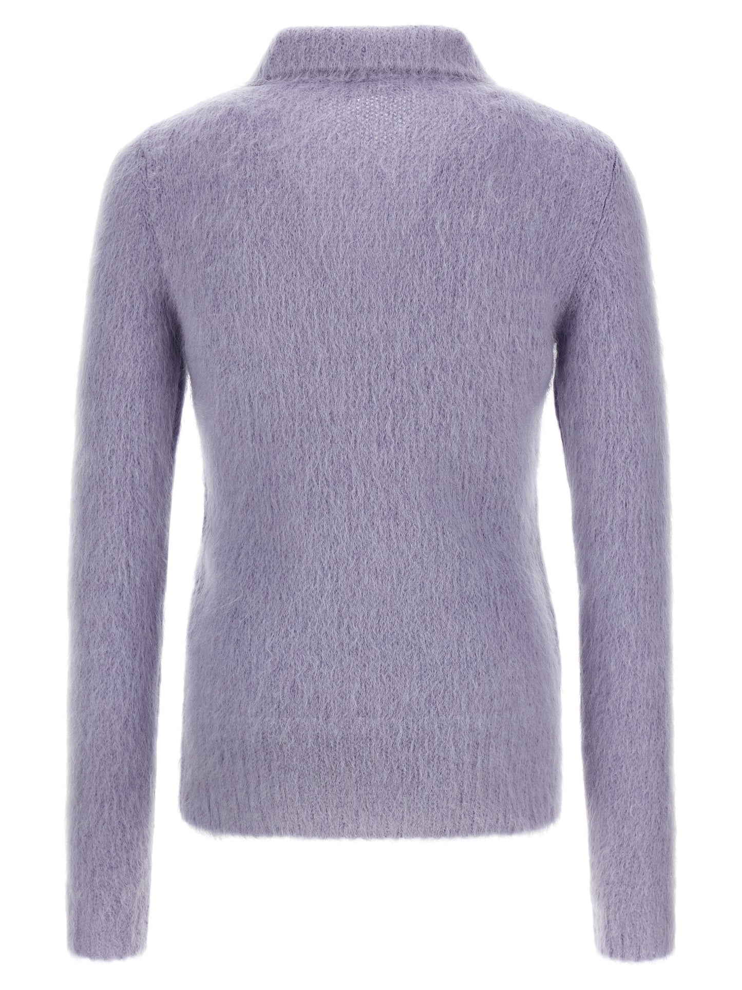 Cardigan by Gucci for men in mohair wool & polyamide purple presents a textural silhouette, artfully finished with a textural and for a sophisticated, textural look.