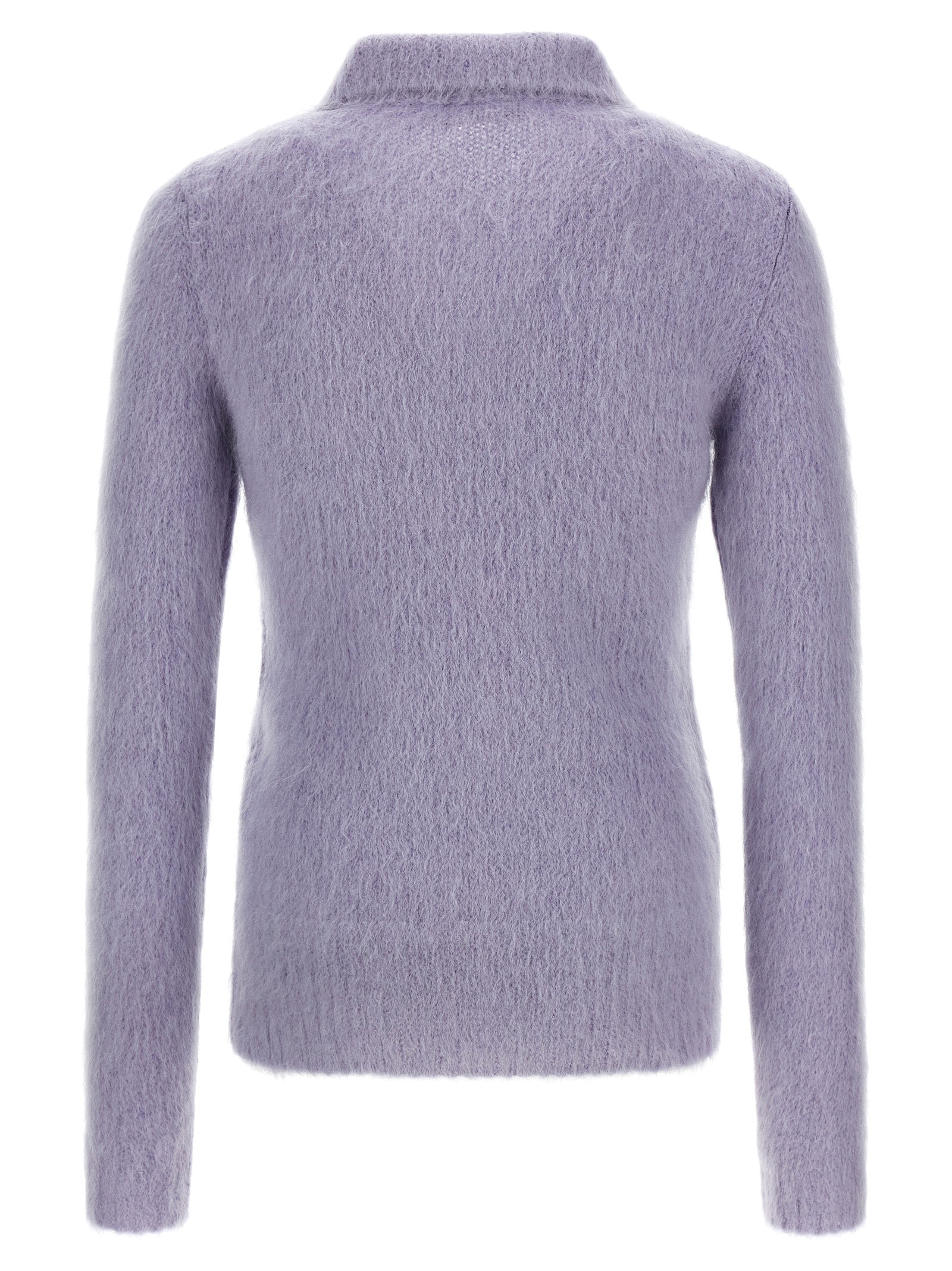 Cardigan by Gucci for men in mohair wool & polyamide purple presents a textural silhouette, artfully finished with a textural and for a sophisticated, textural look.